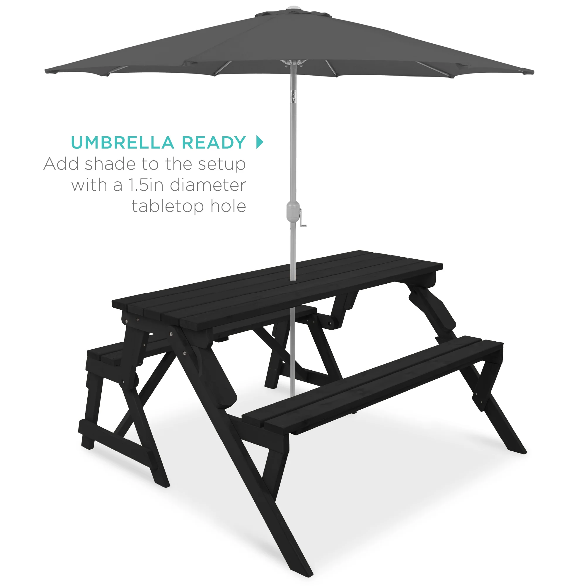 2-in-1 Outdoor Interchangeable Wooden Picnic Table/Garden Bench - Image 33