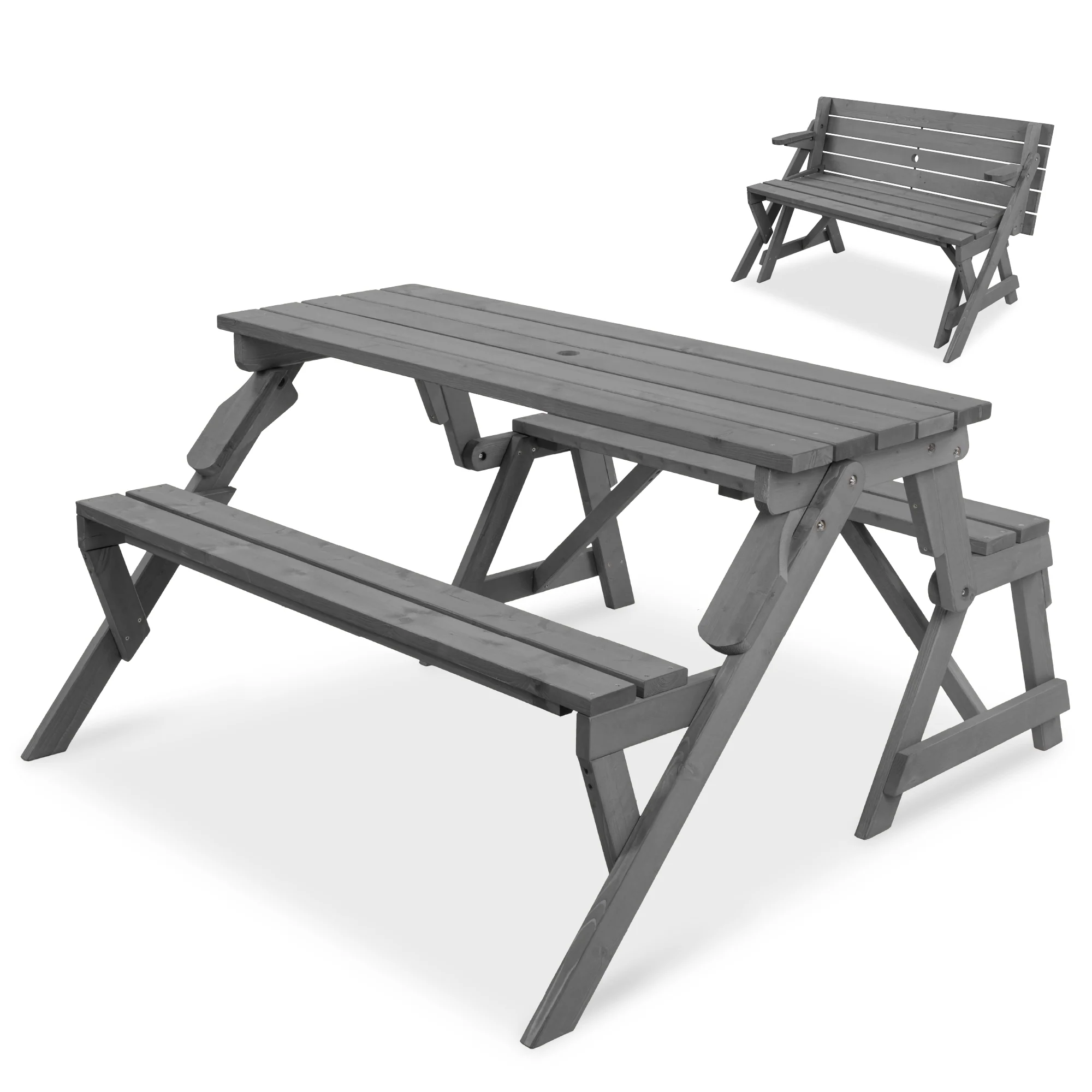 2-in-1 Outdoor Interchangeable Wooden Picnic Table/Garden Bench - Image 36