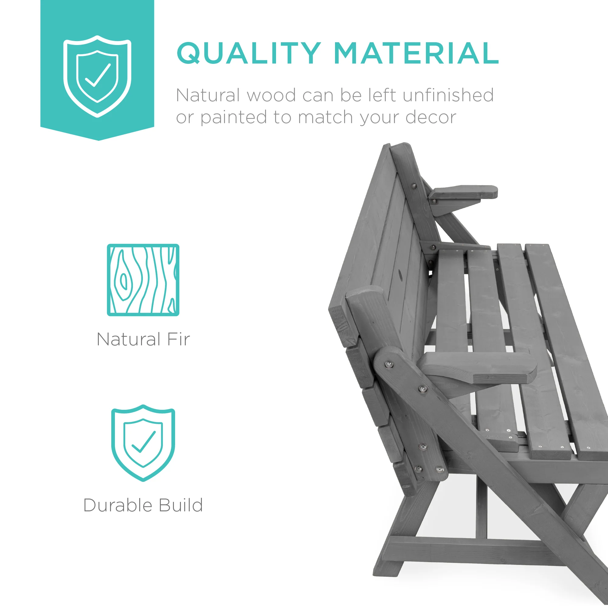 2-in-1 Outdoor Interchangeable Wooden Picnic Table/Garden Bench - Image 38