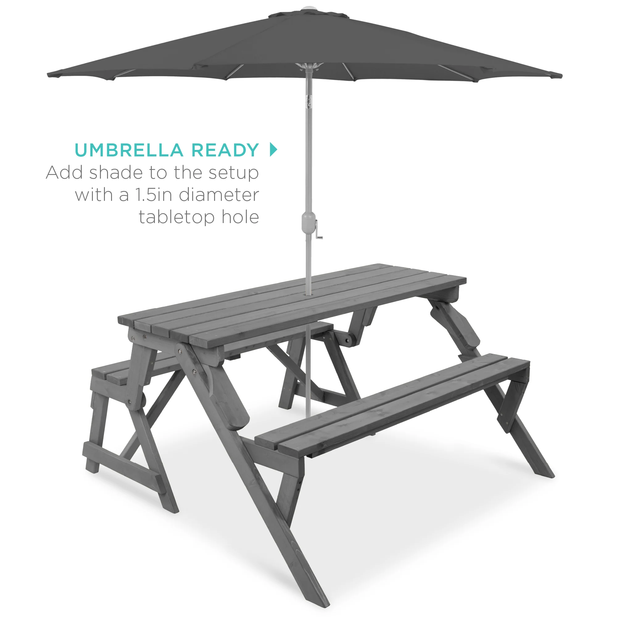 2-in-1 Outdoor Interchangeable Wooden Picnic Table/Garden Bench - Image 40