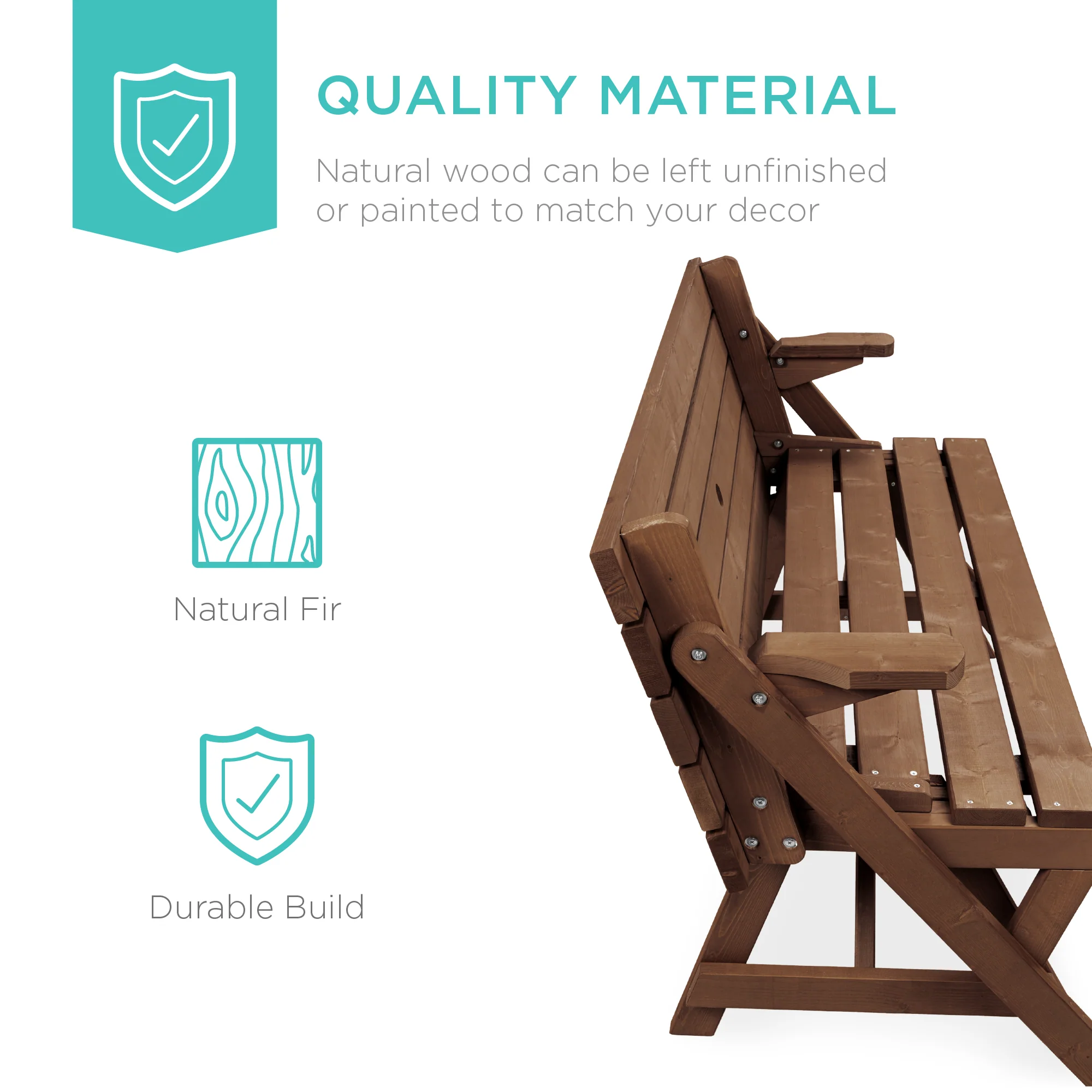 2-in-1 Outdoor Interchangeable Wooden Picnic Table/Garden Bench - Image 45