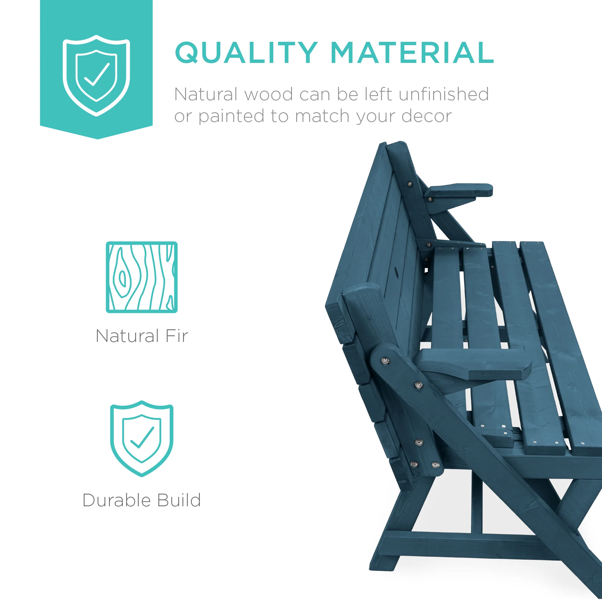 2-in-1 Outdoor Interchangeable Wooden Picnic Table/Garden Bench - Image 52
