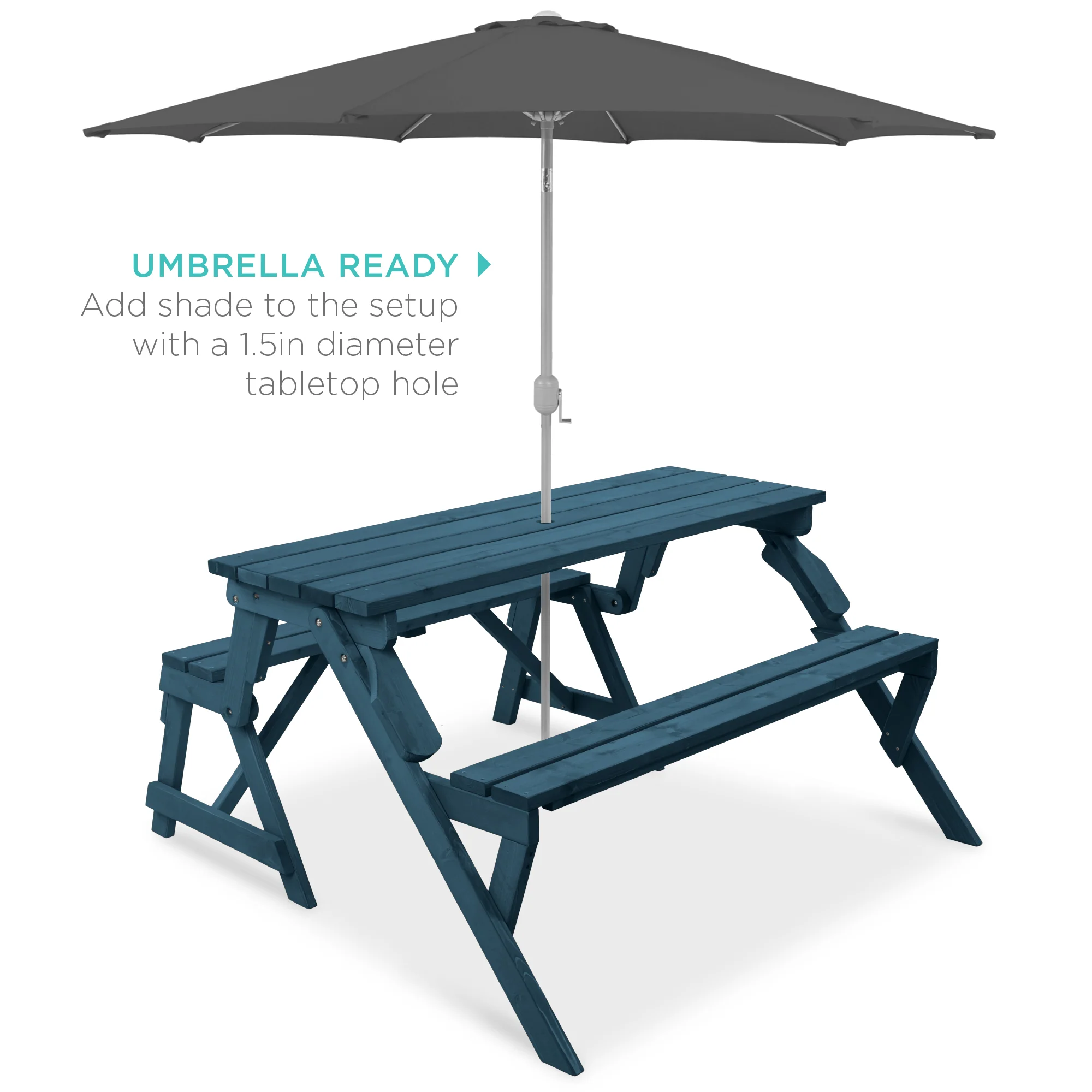 2-in-1 Outdoor Interchangeable Wooden Picnic Table/Garden Bench - Image 54