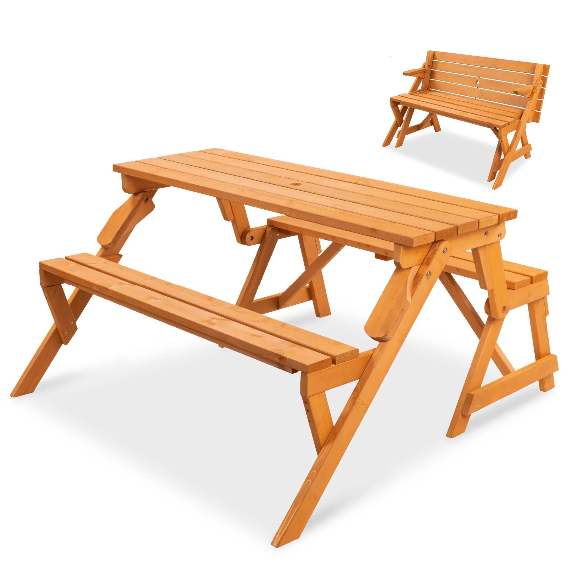 2-in-1 Outdoor Interchangeable Wooden Picnic Table/Garden Bench - Image 8
