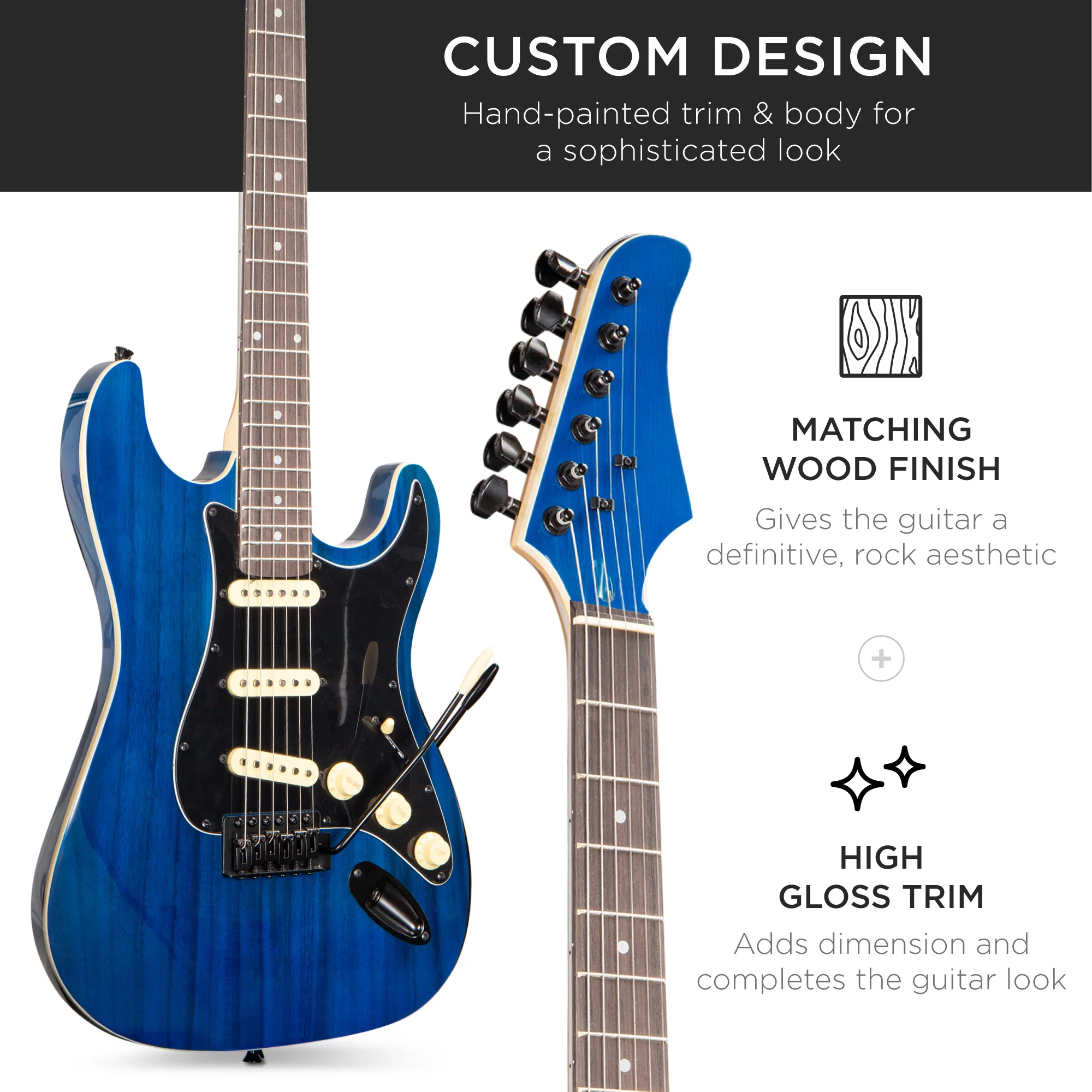 Beginner Electric Guitar Kit w/ Case, 10W Amp, Tremolo Bar - 39in - Image 20
