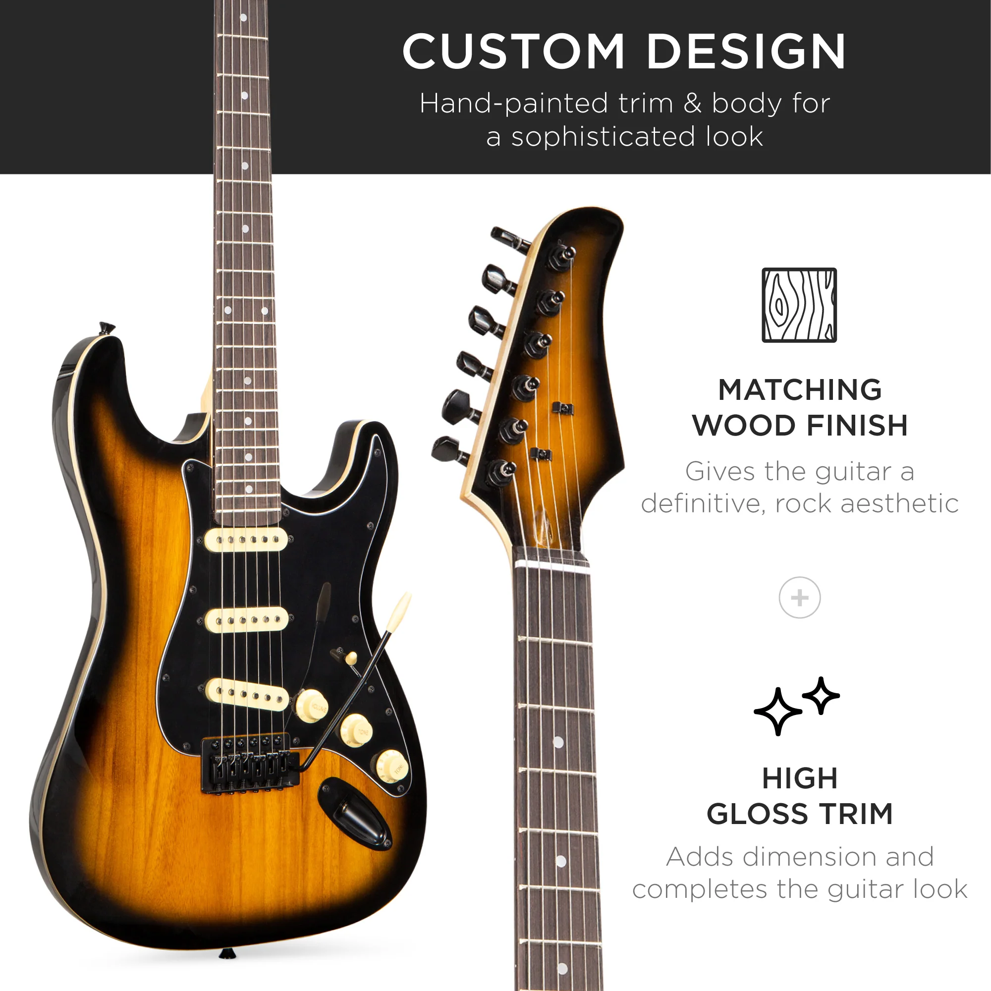 Beginner Electric Guitar Kit w/ Case, 10W Amp, Tremolo Bar - 39in - Image 34