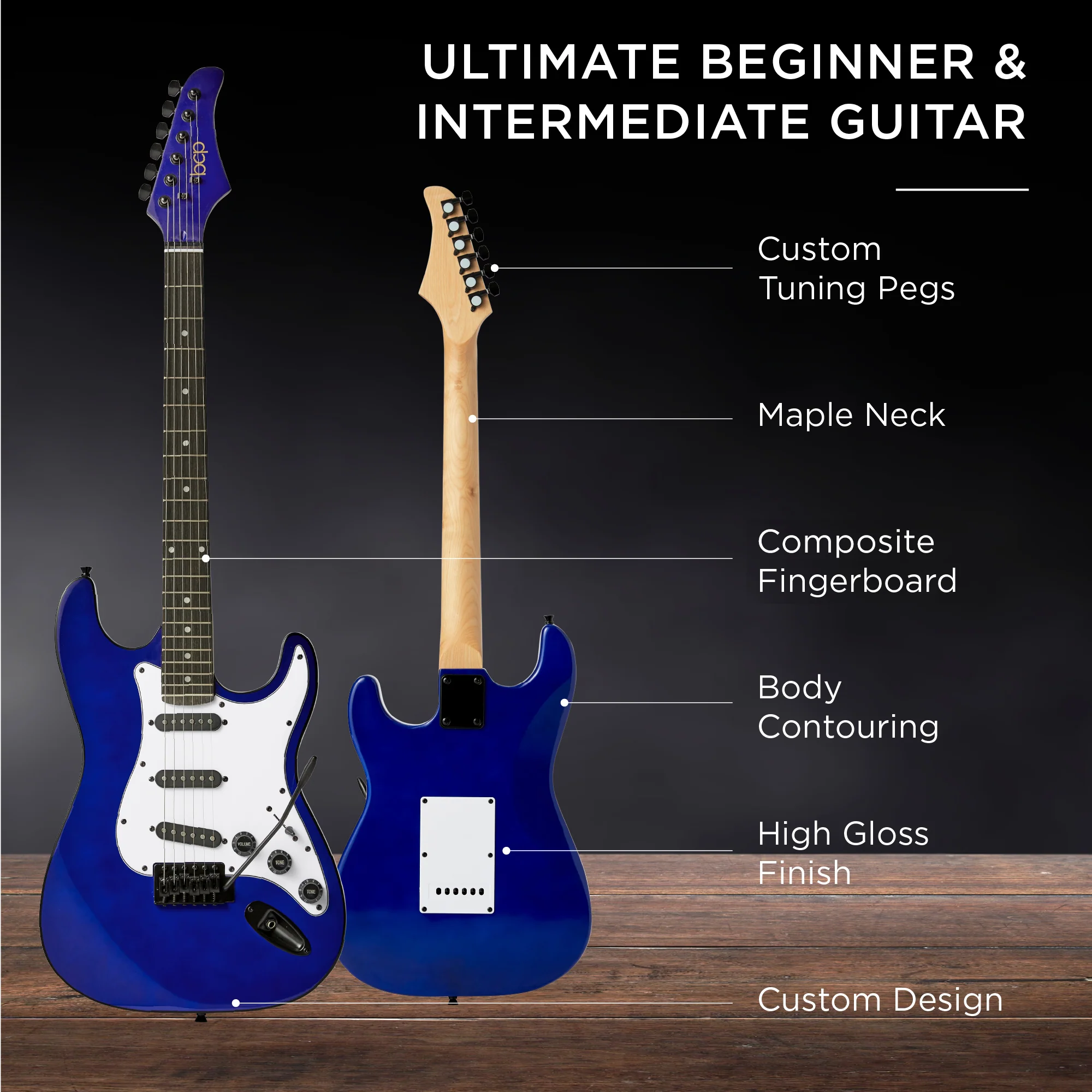 Beginner Electric Guitar Kit w/ Case, 10W Amp, Tremolo Bar - 39in - Image 46