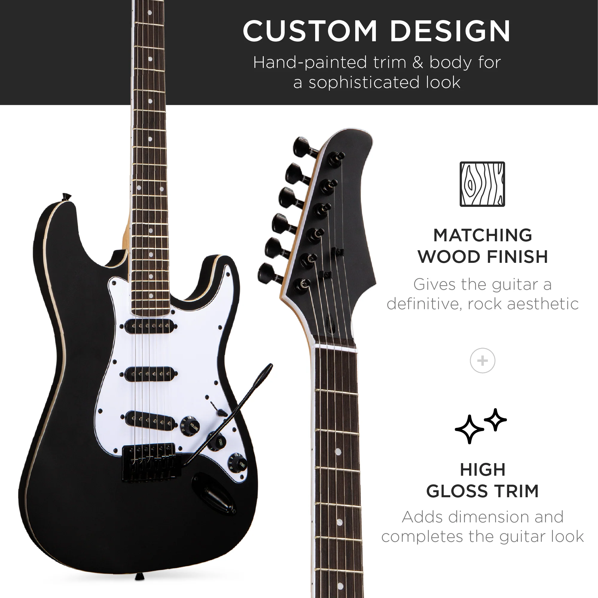Beginner Electric Guitar Kit w/ Case, 10W Amp, Tremolo Bar - 39in - Image 62