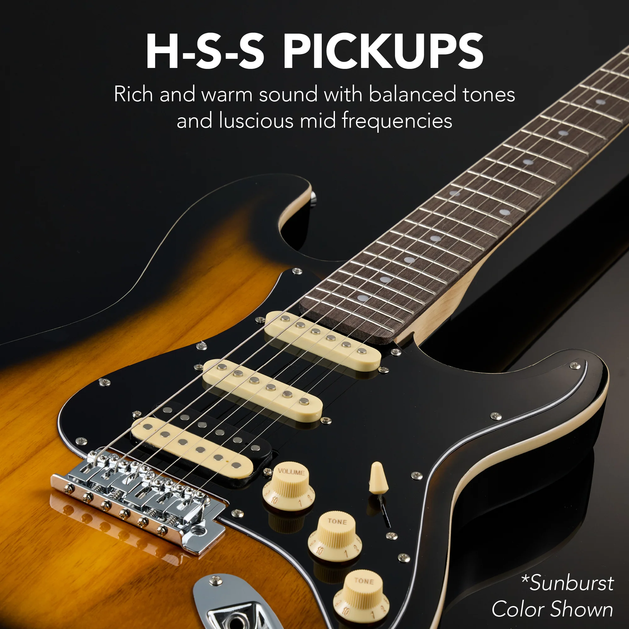 Beginner Electric Guitar Kit w/ Headphone Amp, Padded Gig Bag, Headphones - Image 7