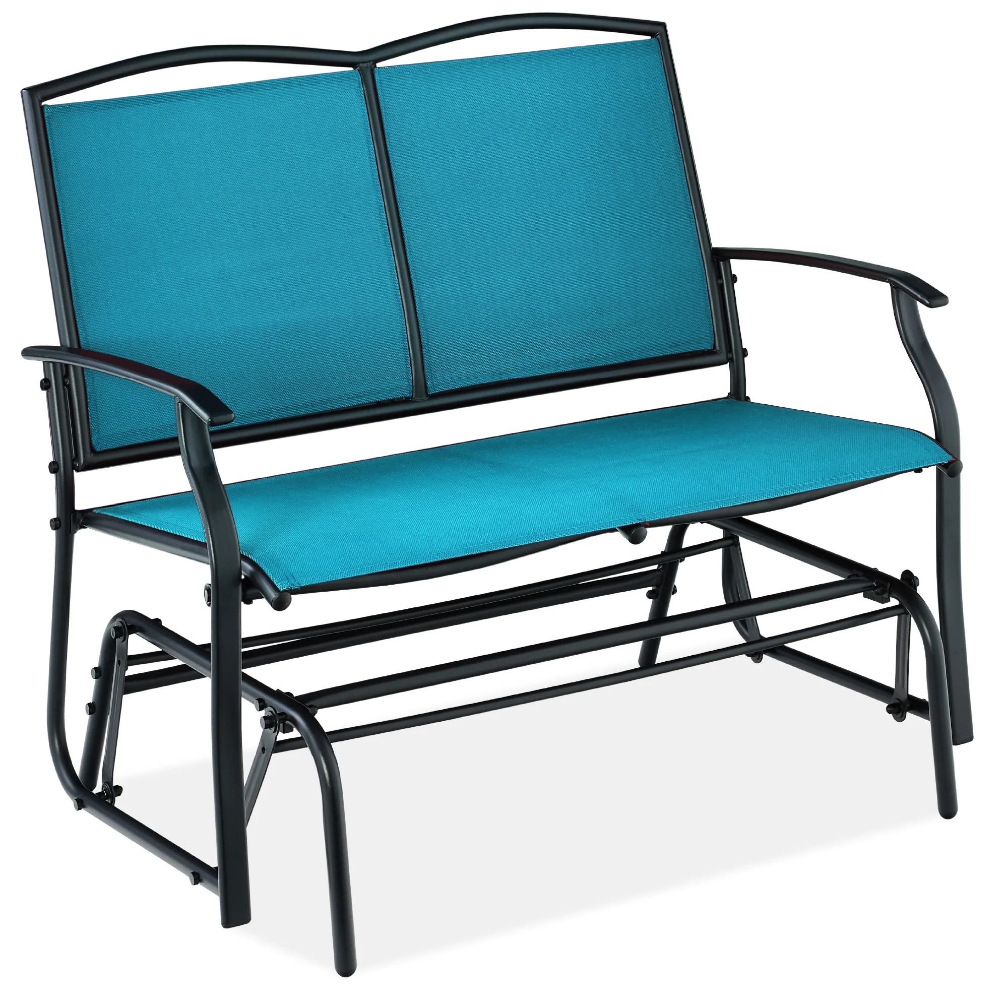 2-Person Patio Loveseat Swing Glider, Bench Rocker w/ Armrests - Image 15