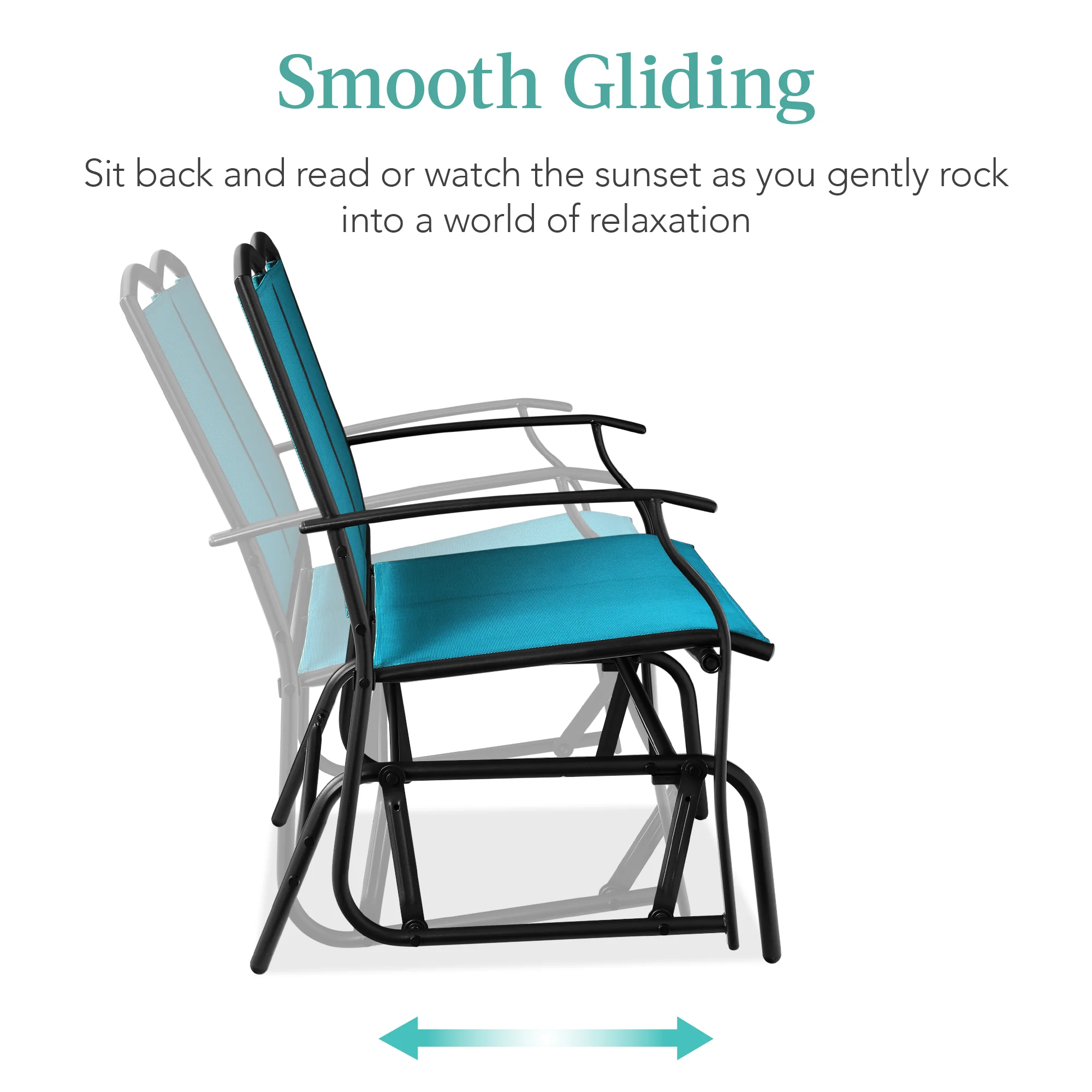 2-Person Patio Loveseat Swing Glider, Bench Rocker w/ Armrests - Image 16