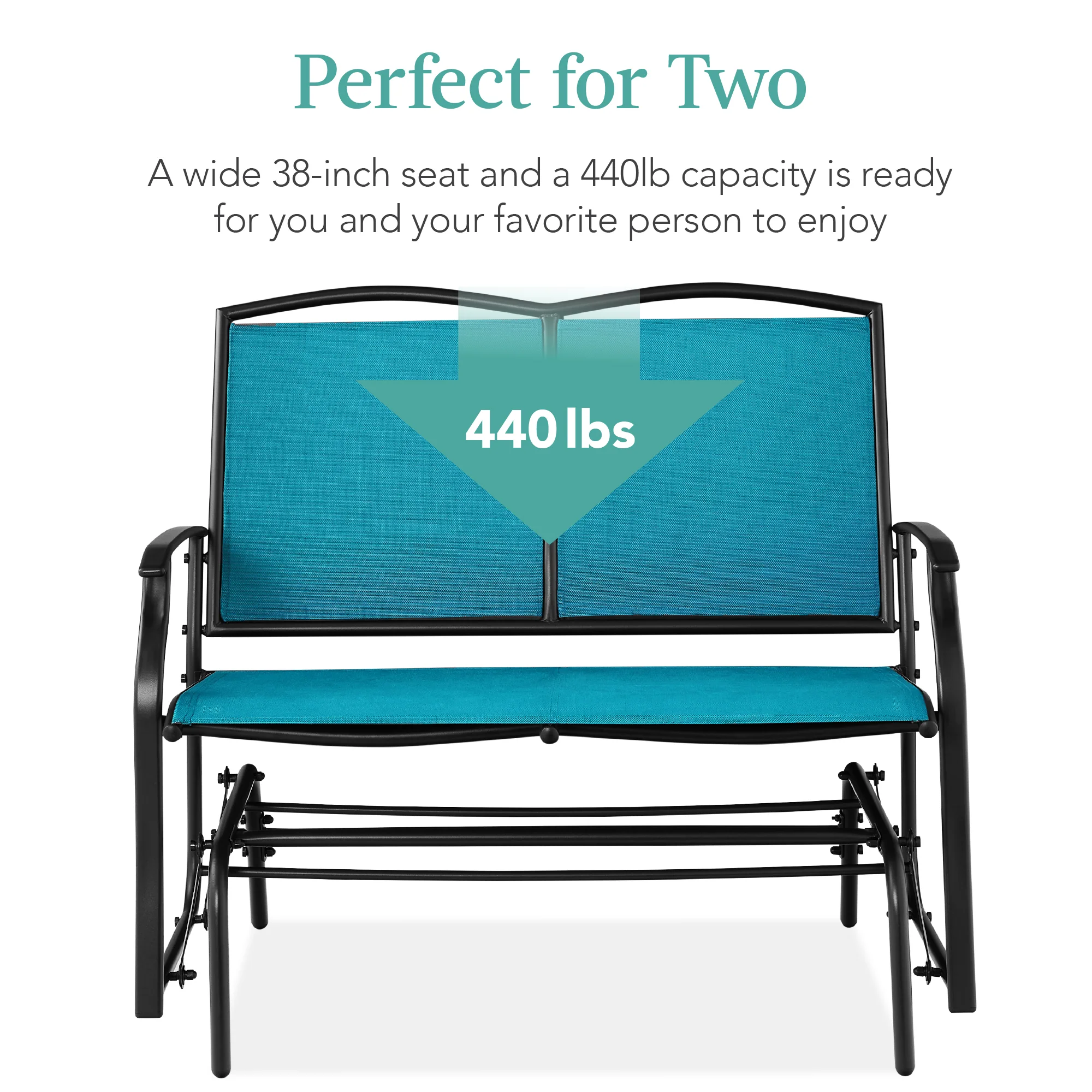 2-Person Patio Loveseat Swing Glider, Bench Rocker w/ Armrests - Image 18