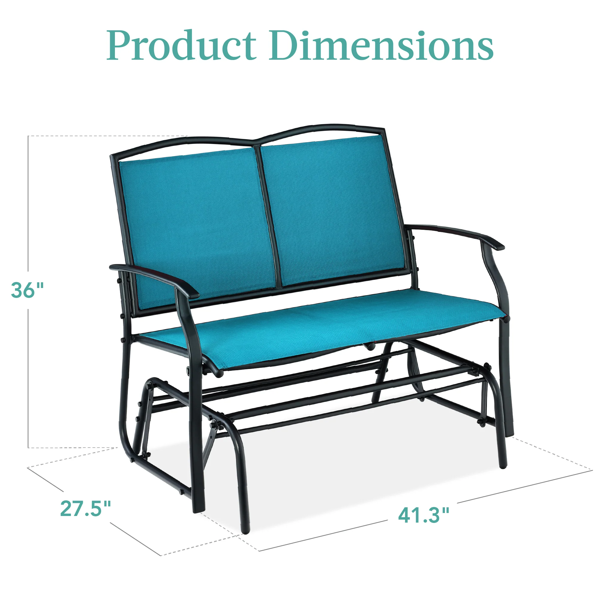 2-Person Patio Loveseat Swing Glider, Bench Rocker w/ Armrests - Image 21