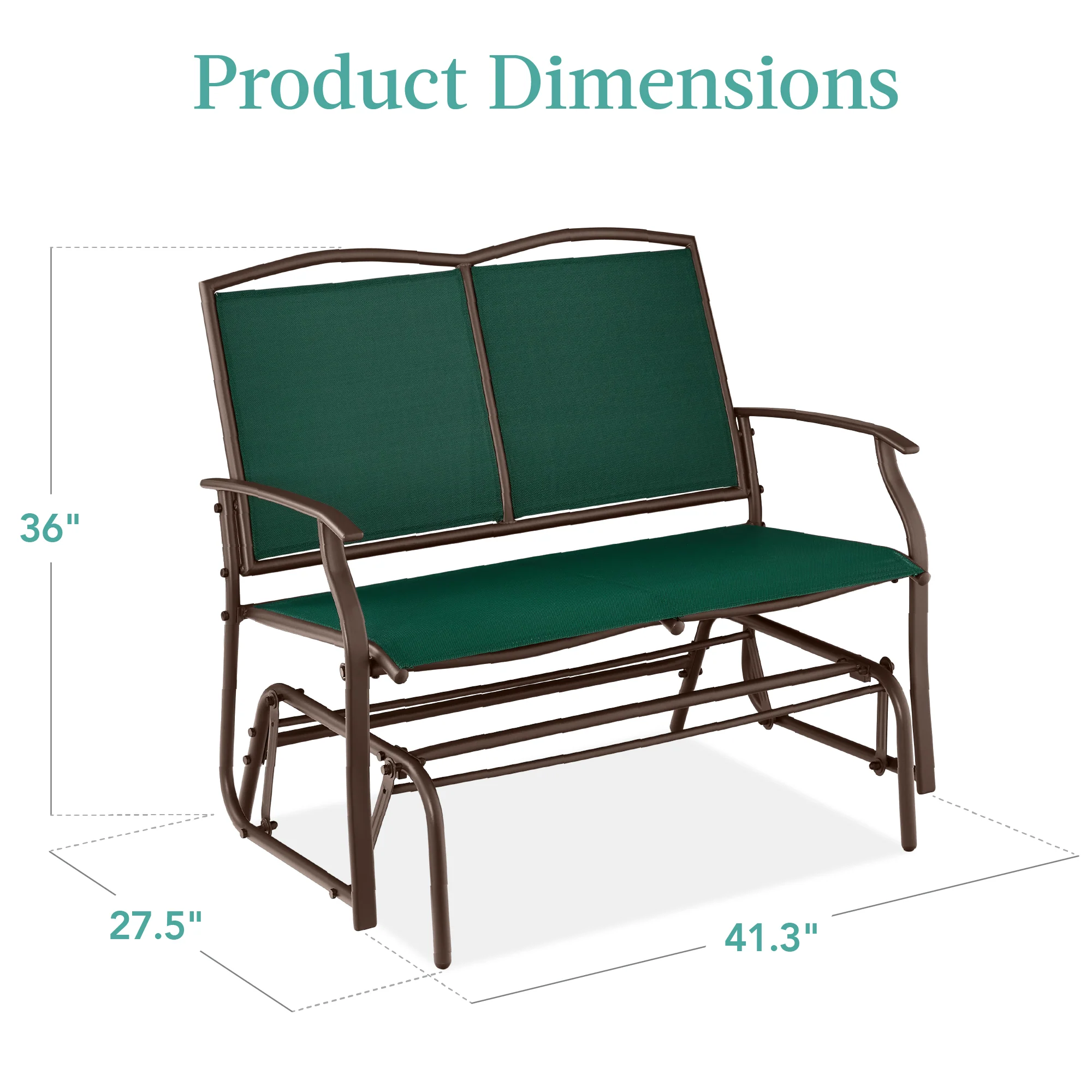 2-Person Patio Loveseat Swing Glider, Bench Rocker w/ Armrests - Image 28