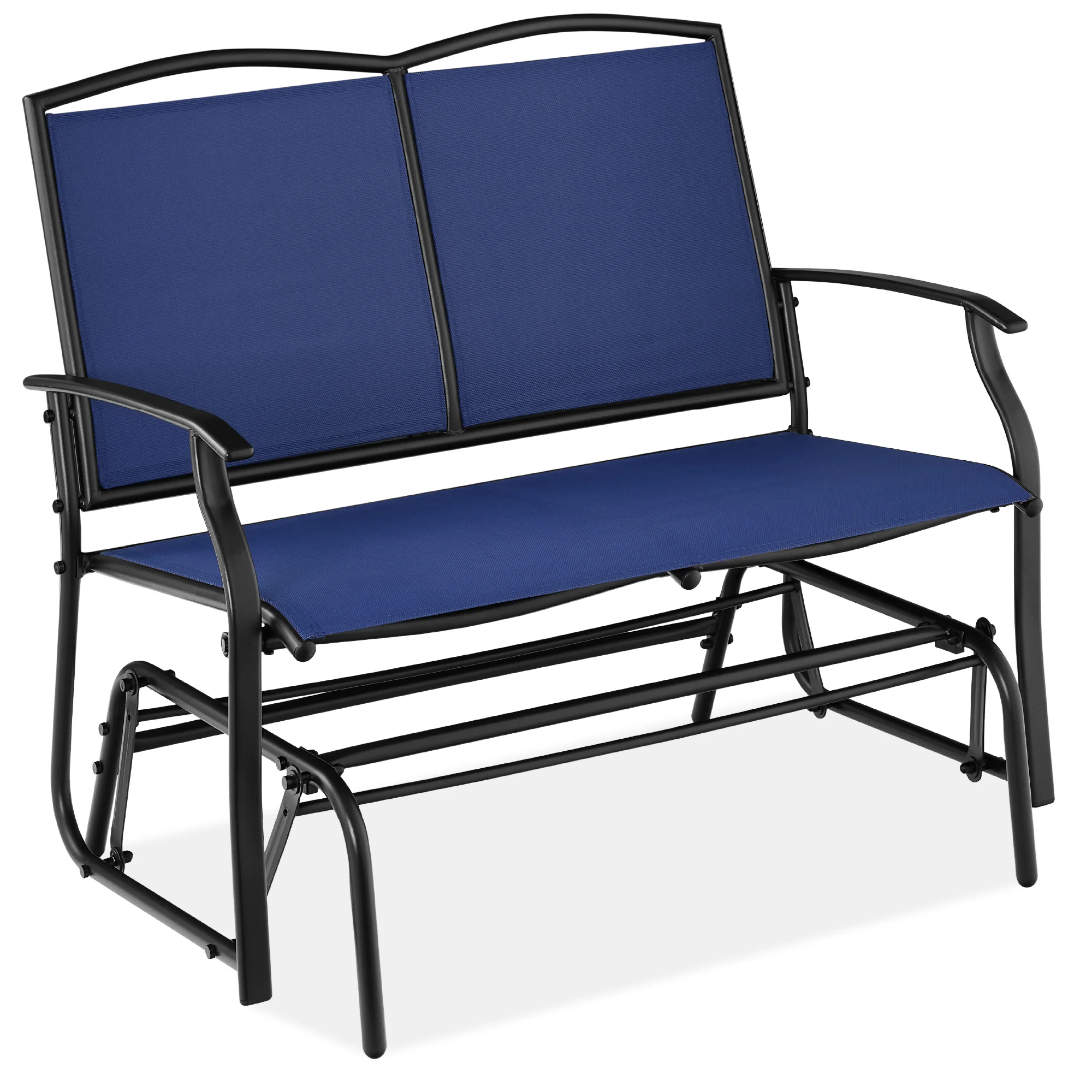 2-Person Patio Loveseat Swing Glider, Bench Rocker w/ Armrests - Image 29