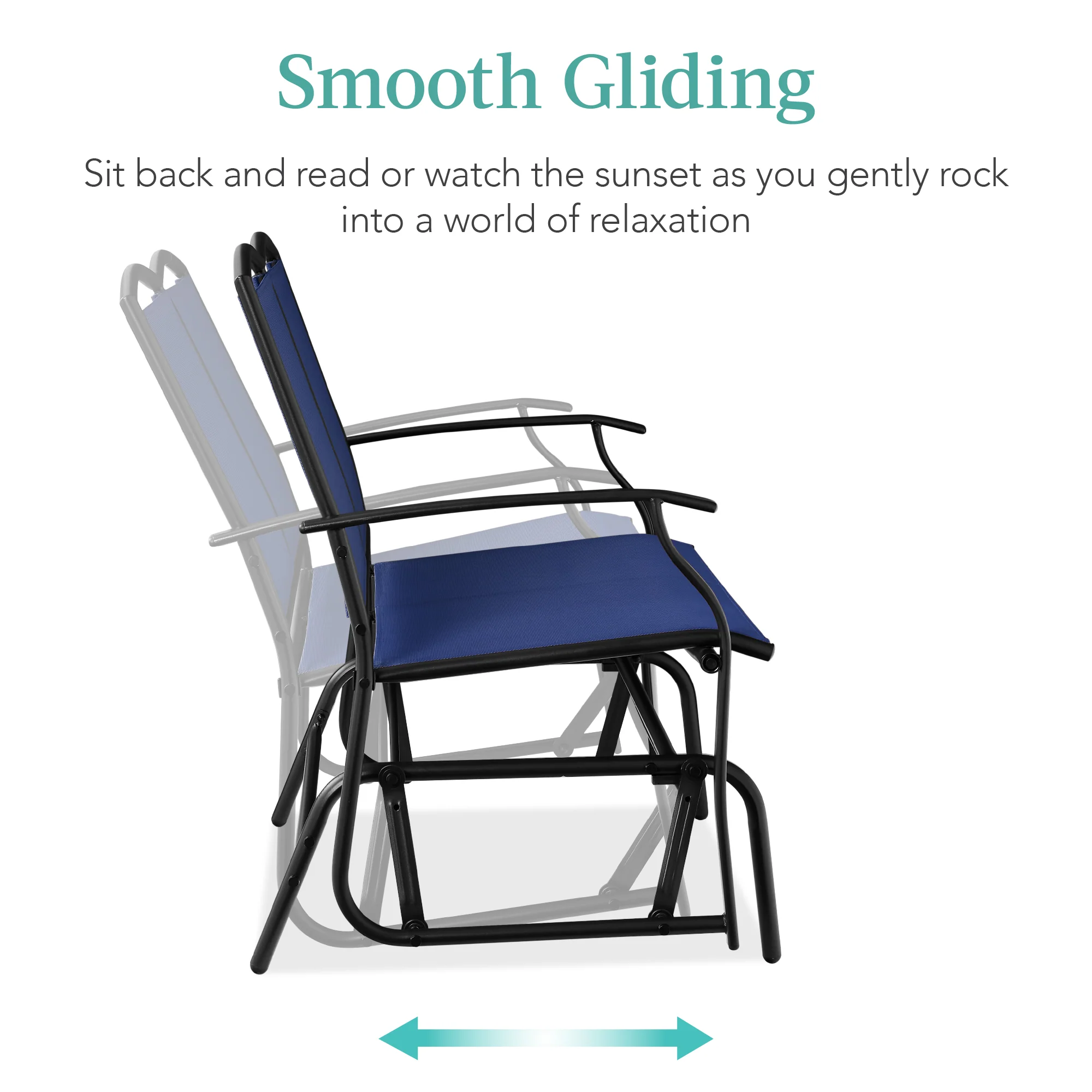 2-Person Patio Loveseat Swing Glider, Bench Rocker w/ Armrests - Image 30