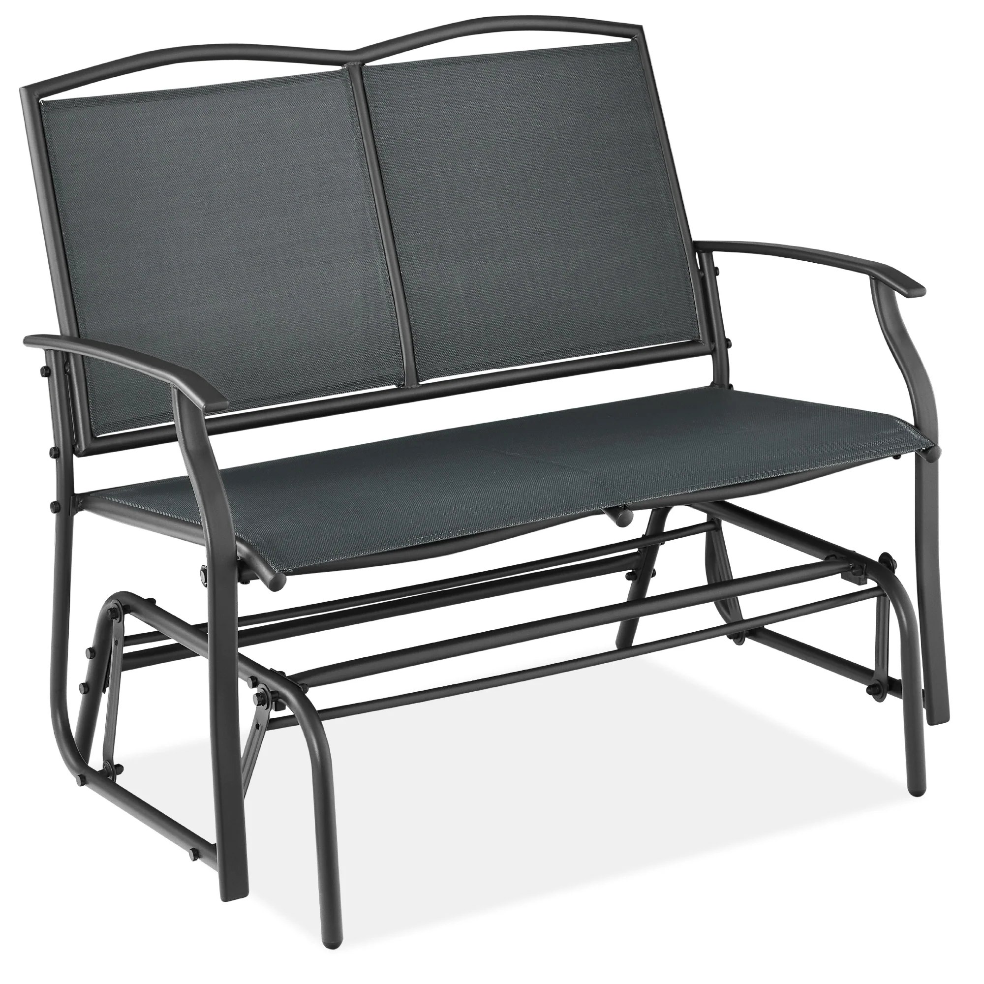 2-Person Patio Loveseat Swing Glider, Bench Rocker w/ Armrests - Image 36