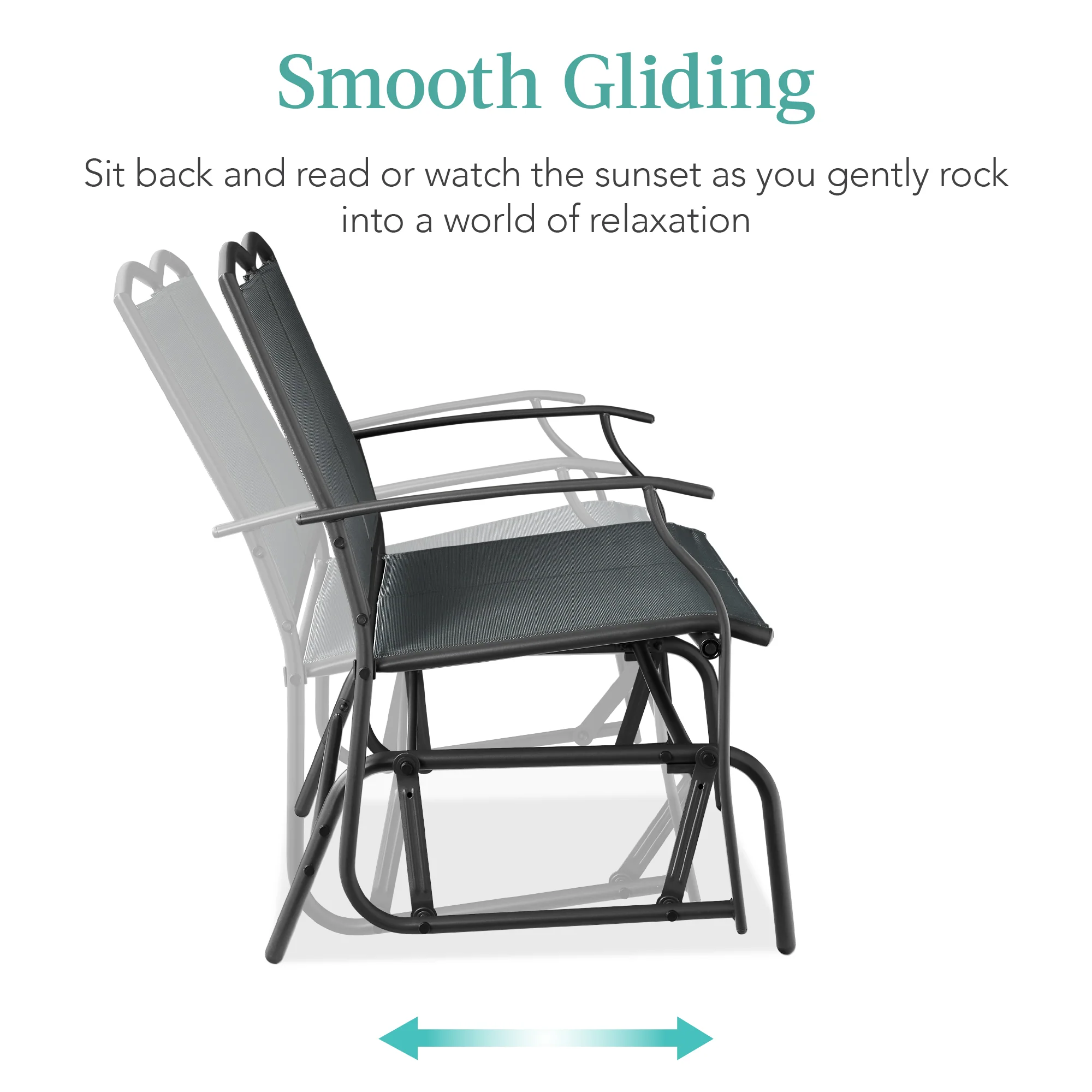 2-Person Patio Loveseat Swing Glider, Bench Rocker w/ Armrests - Image 37