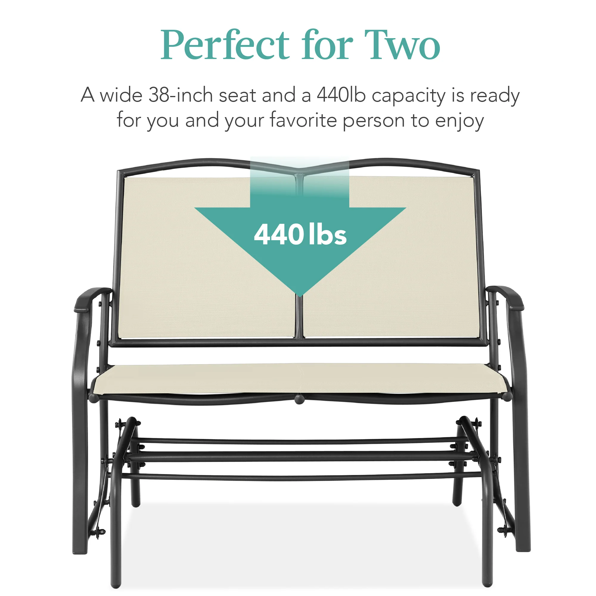 2-Person Patio Loveseat Swing Glider, Bench Rocker w/ Armrests - Image 4