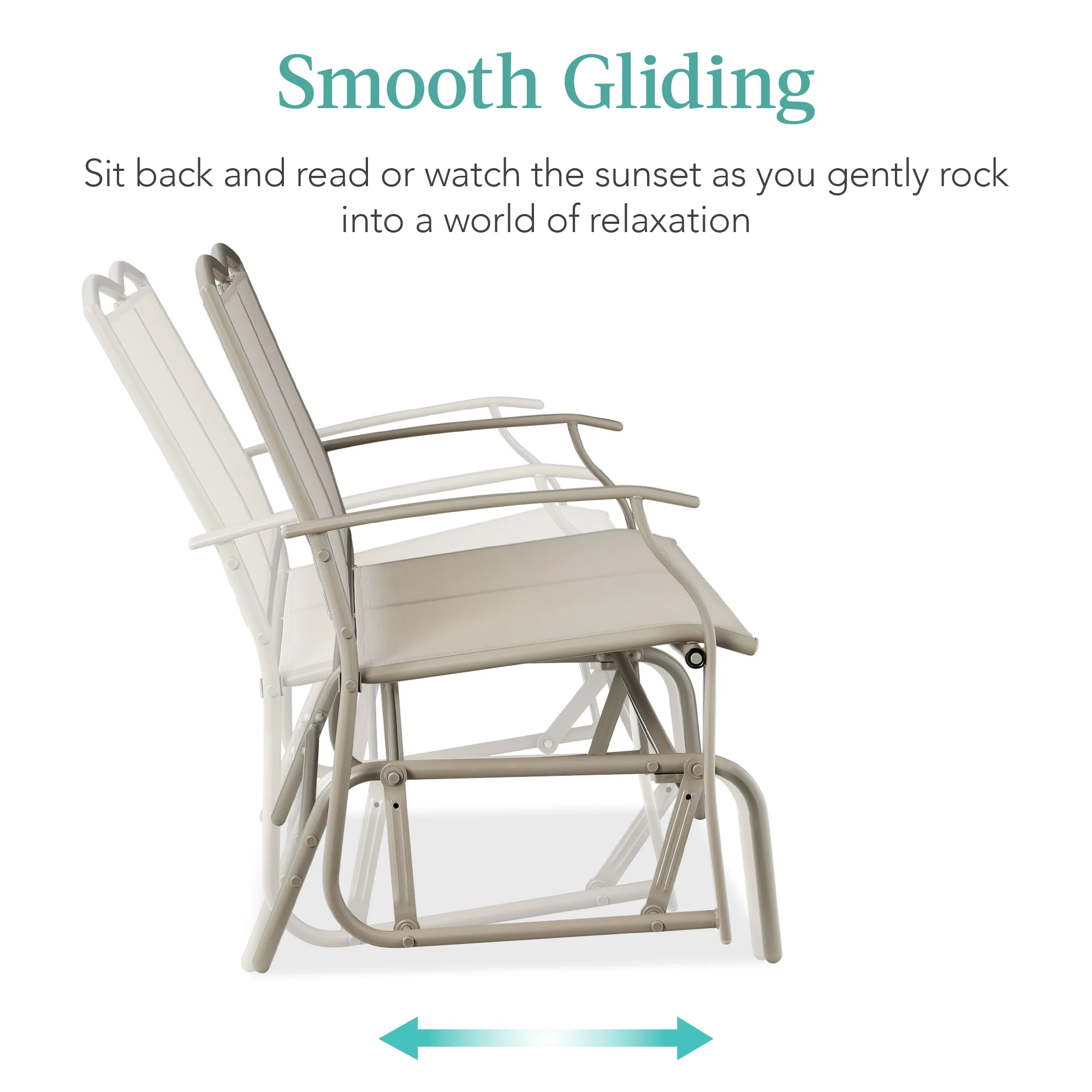 2-Person Patio Loveseat Swing Glider, Bench Rocker w/ Armrests - Image 44
