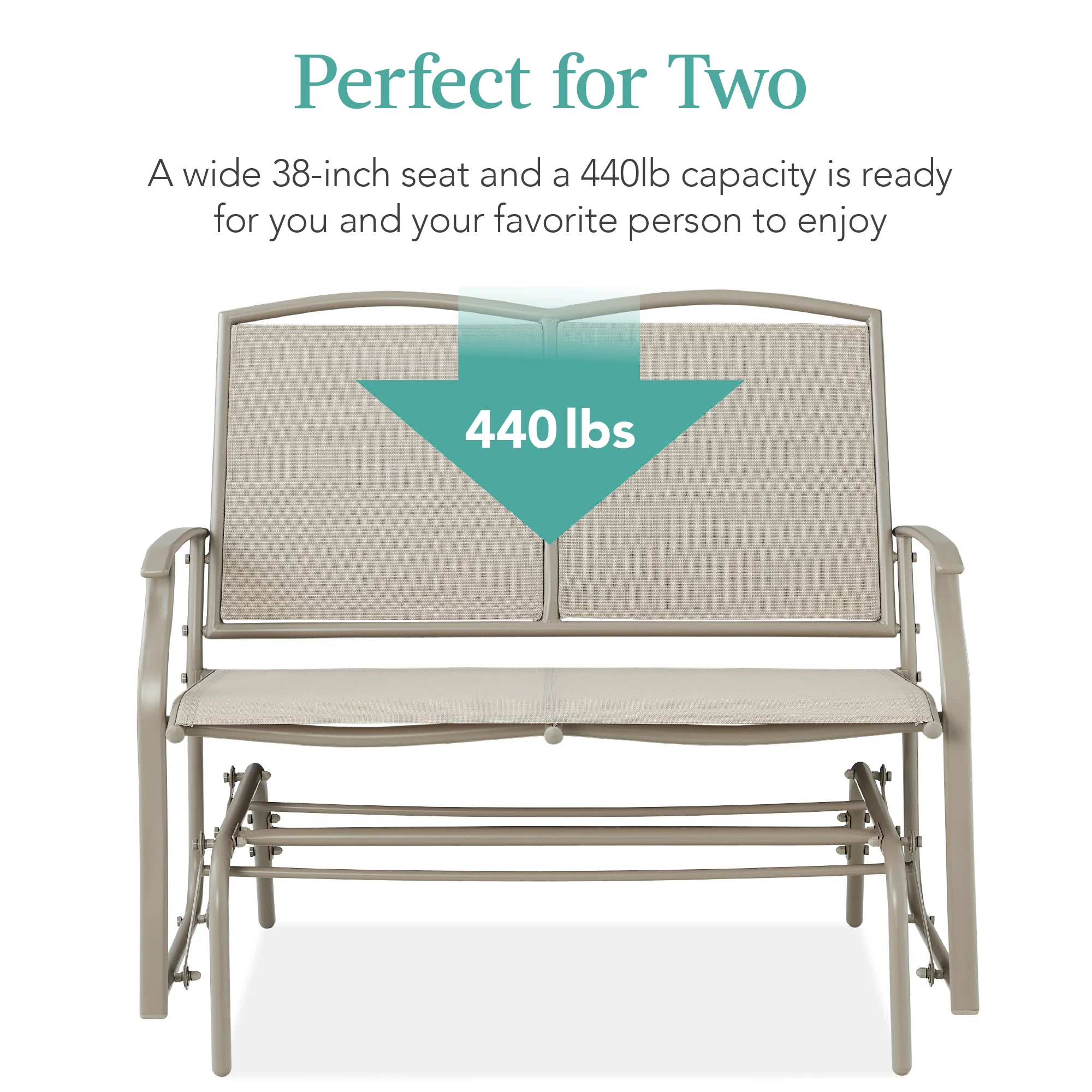 2-Person Patio Loveseat Swing Glider, Bench Rocker w/ Armrests - Image 46