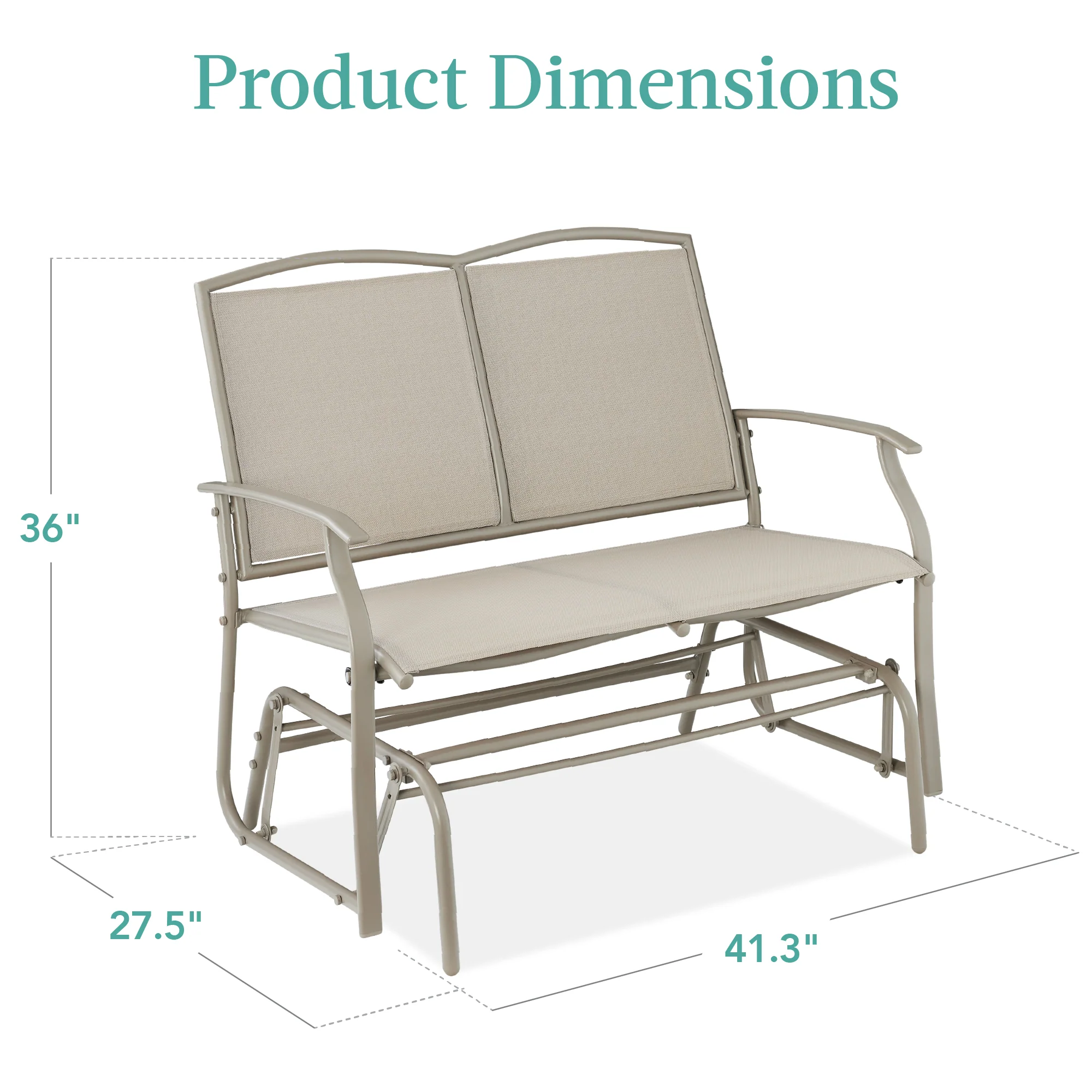 2-Person Patio Loveseat Swing Glider, Bench Rocker w/ Armrests - Image 49
