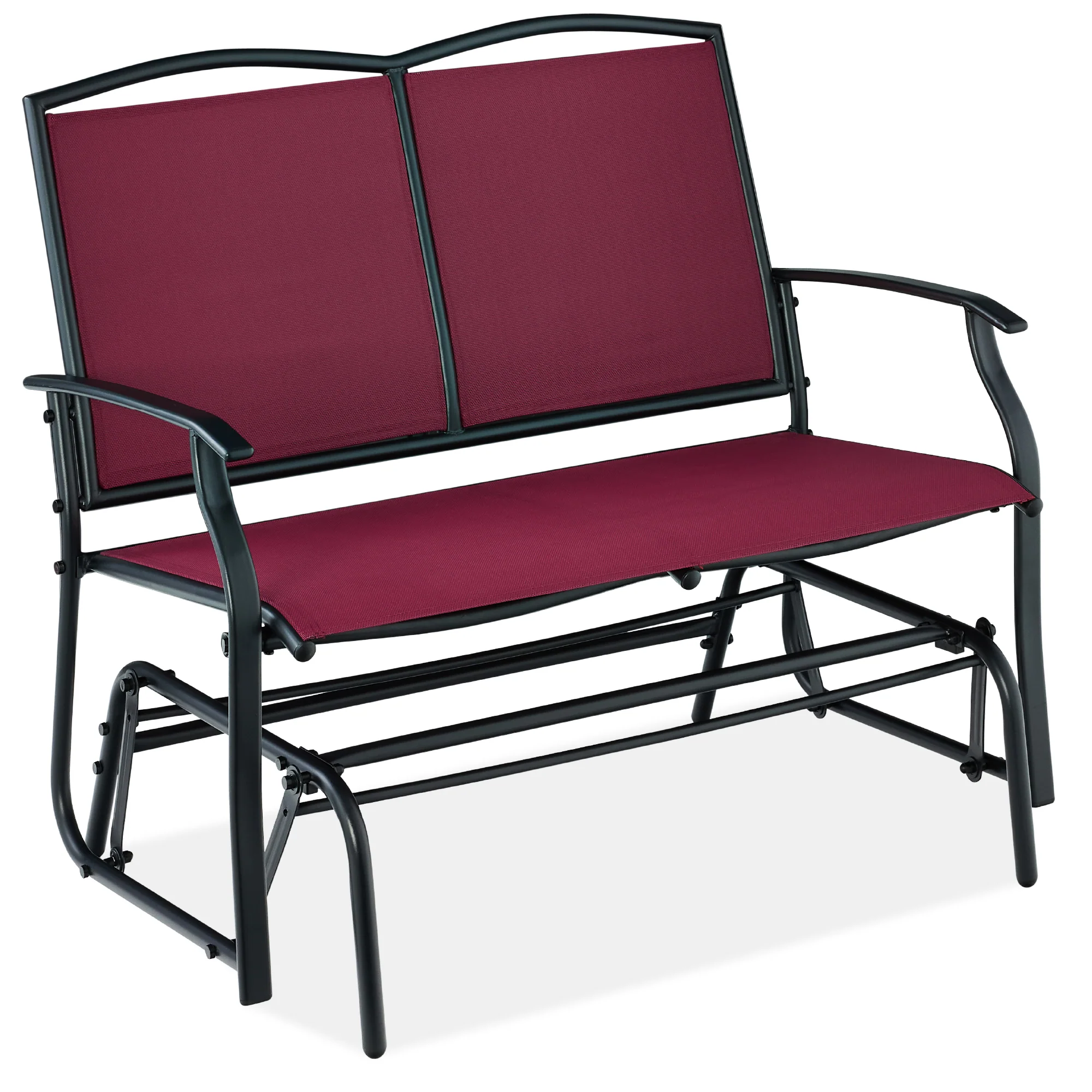 2-Person Patio Loveseat Swing Glider, Bench Rocker w/ Armrests - Image 50