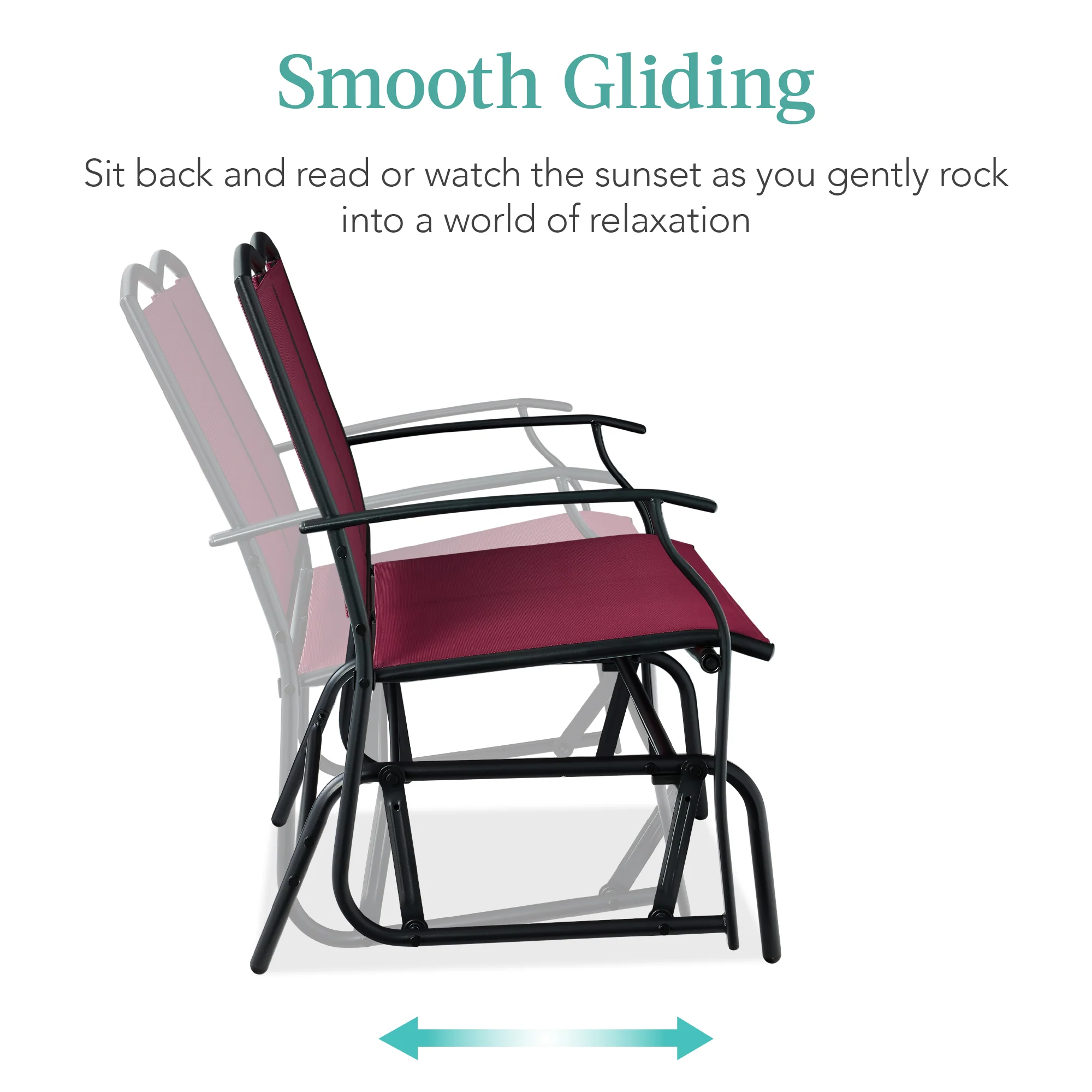 2-Person Patio Loveseat Swing Glider, Bench Rocker w/ Armrests - Image 51