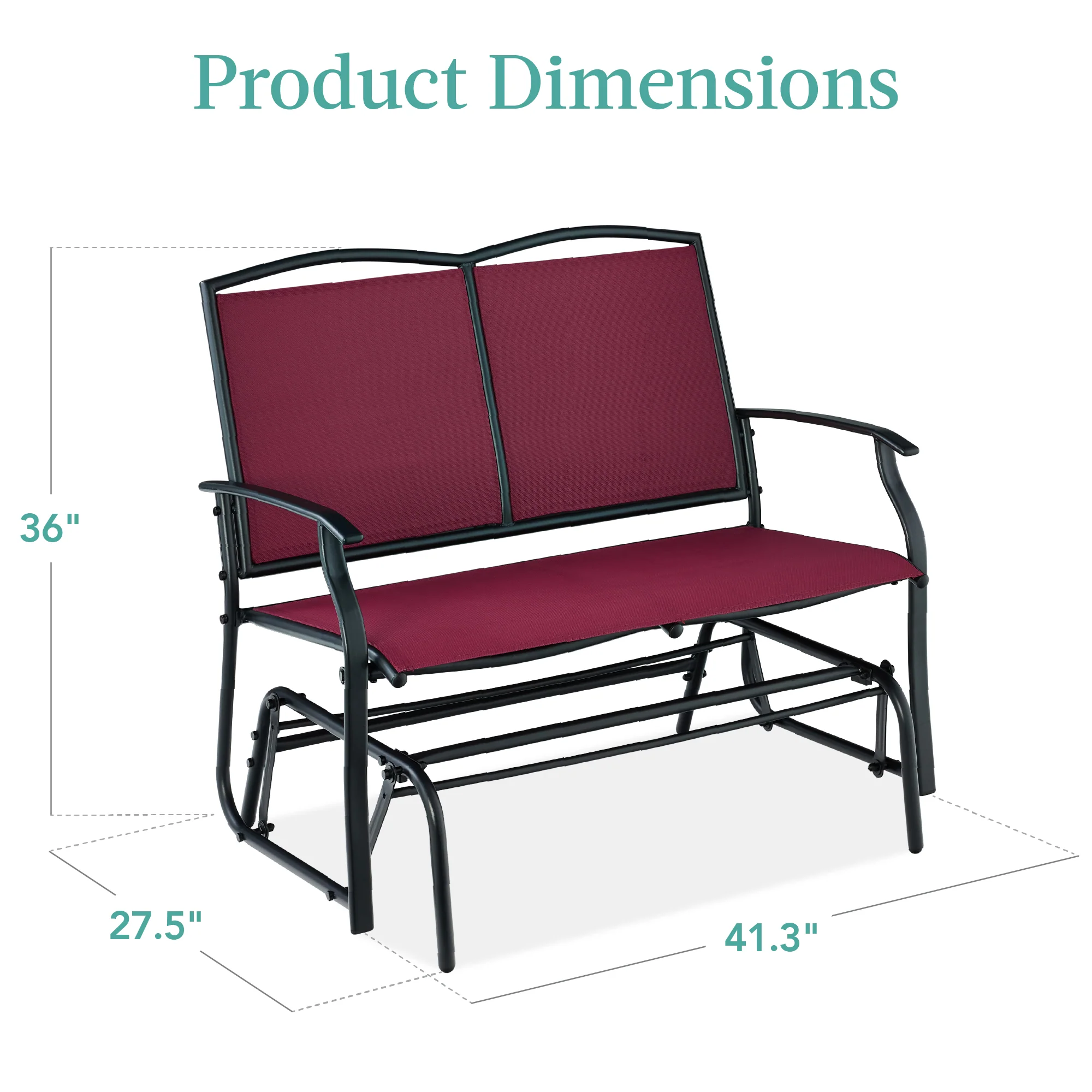2-Person Patio Loveseat Swing Glider, Bench Rocker w/ Armrests - Image 56