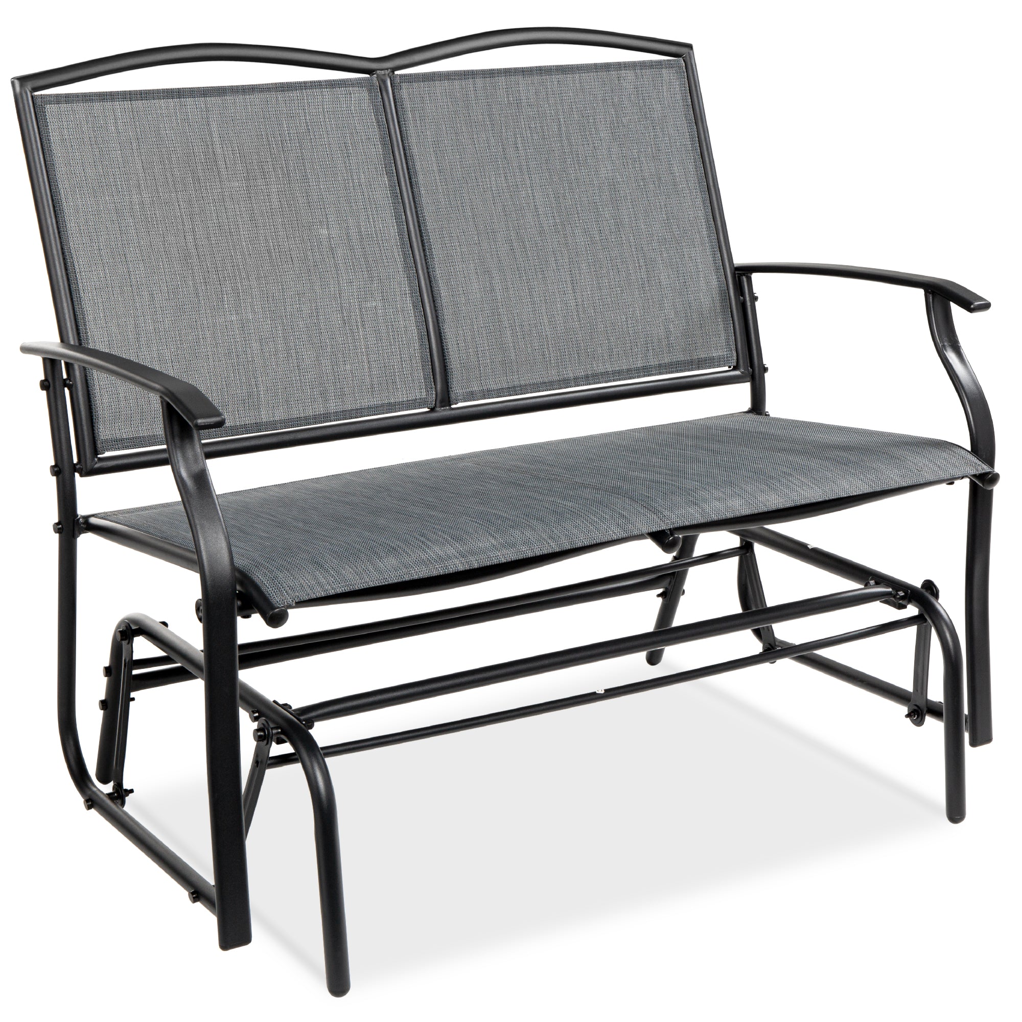 2-Person Patio Loveseat Swing Glider, Bench Rocker w/ Armrests - Image 57