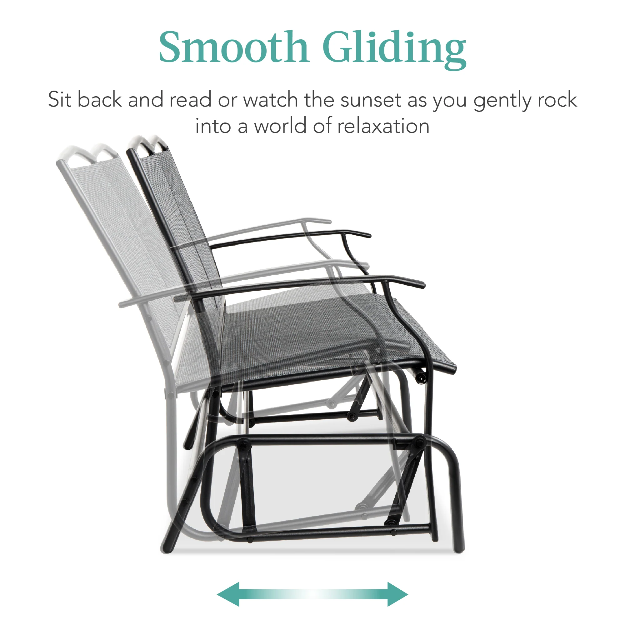 2-Person Patio Loveseat Swing Glider, Bench Rocker w/ Armrests - Image 58