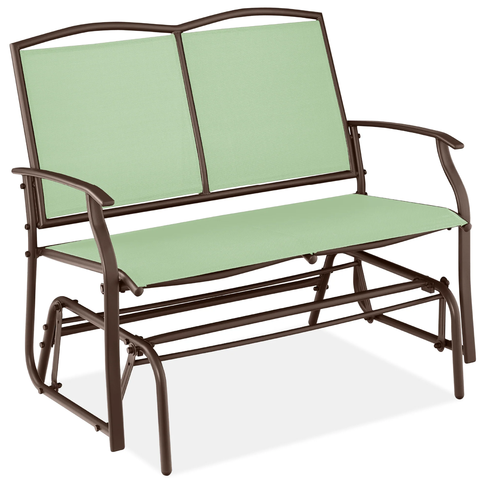 2-Person Patio Loveseat Swing Glider, Bench Rocker w/ Armrests - Image 64