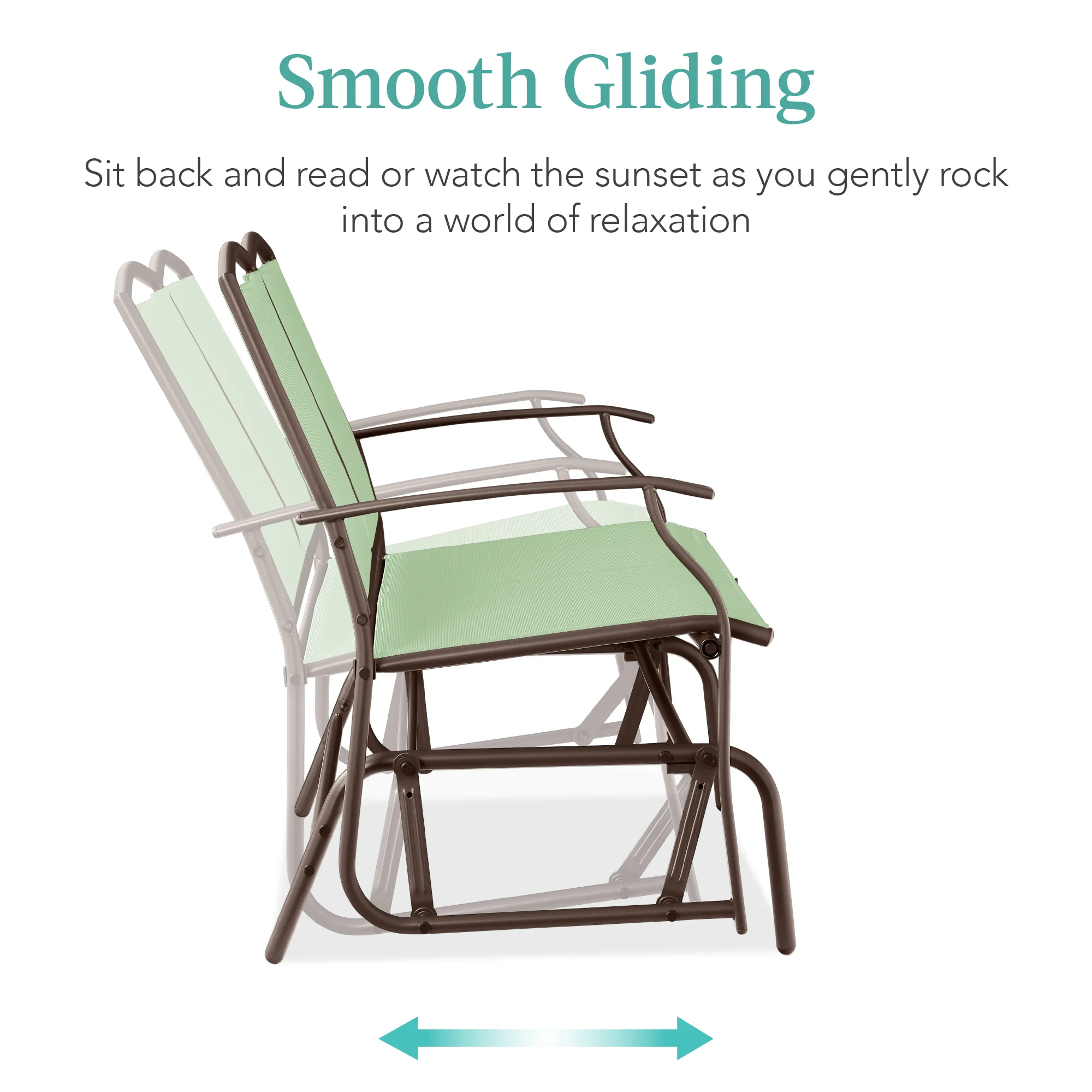 2-Person Patio Loveseat Swing Glider, Bench Rocker w/ Armrests - Image 65