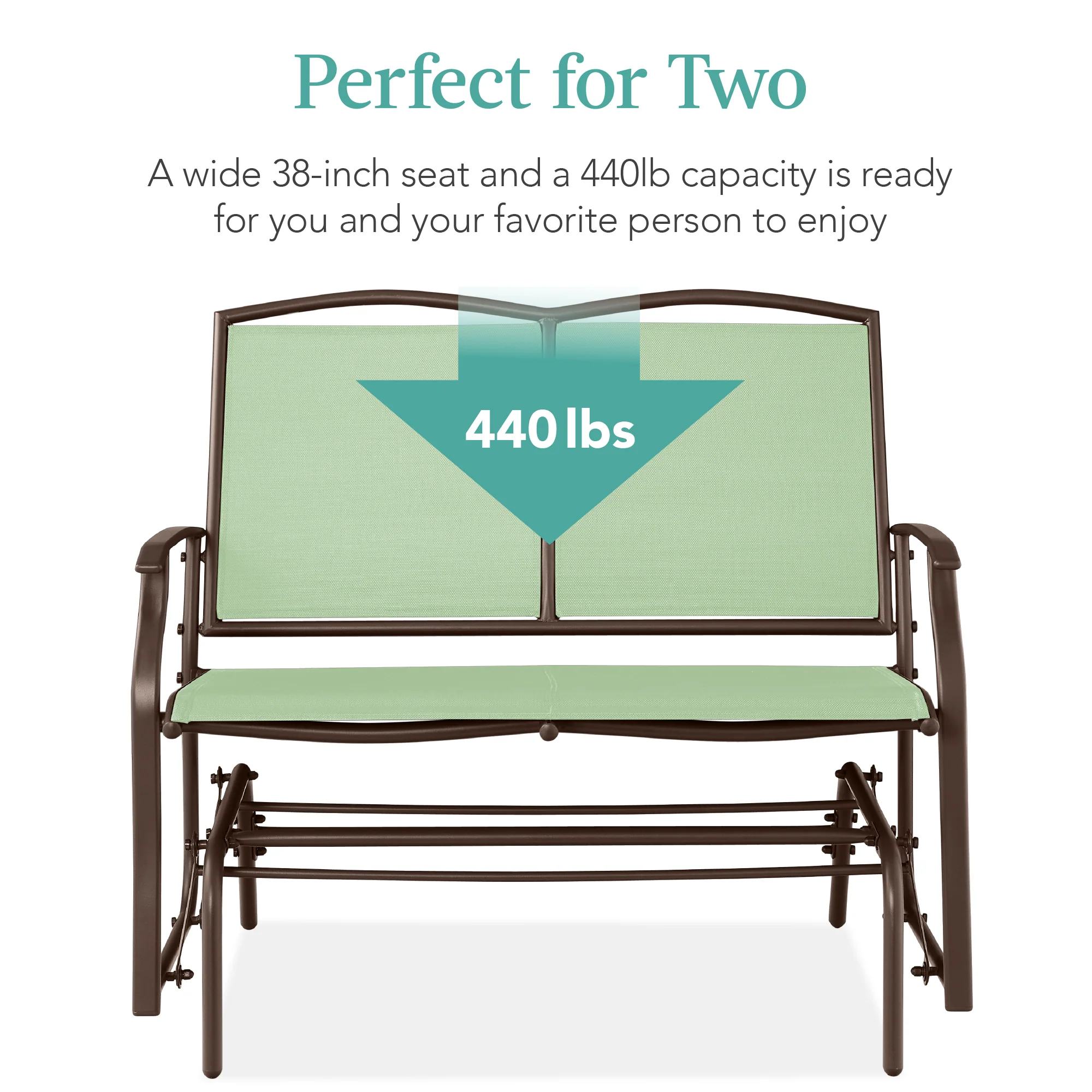 2-Person Patio Loveseat Swing Glider, Bench Rocker w/ Armrests - Image 67