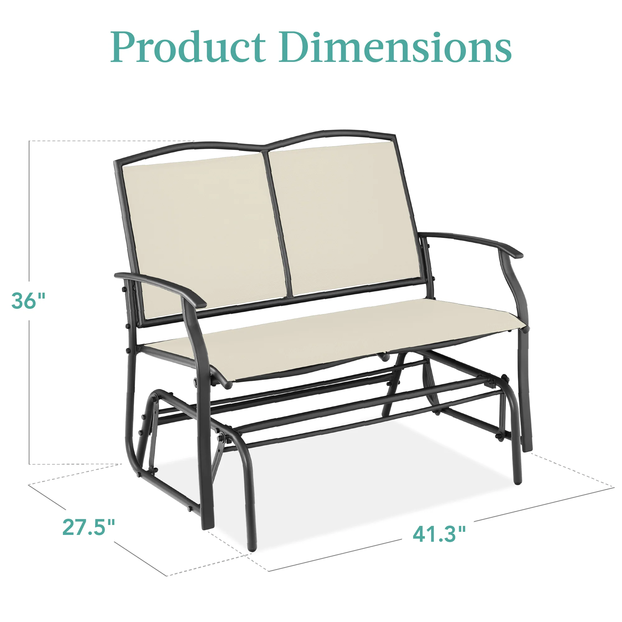 2-Person Patio Loveseat Swing Glider, Bench Rocker w/ Armrests - Image 7