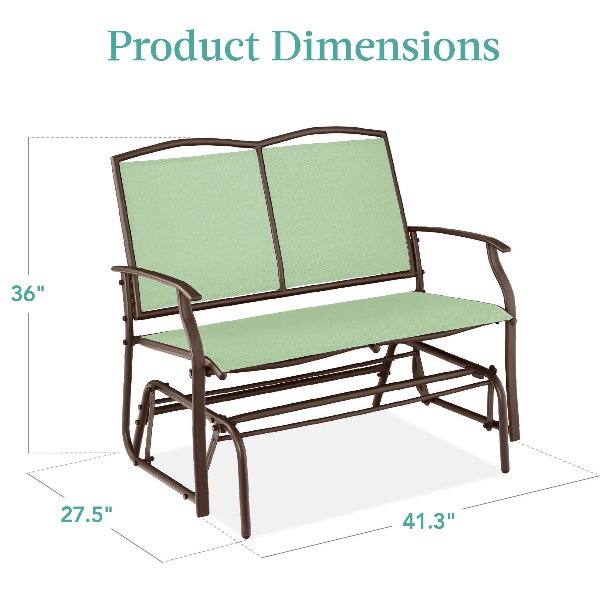 2-Person Patio Loveseat Swing Glider, Bench Rocker w/ Armrests - Image 70