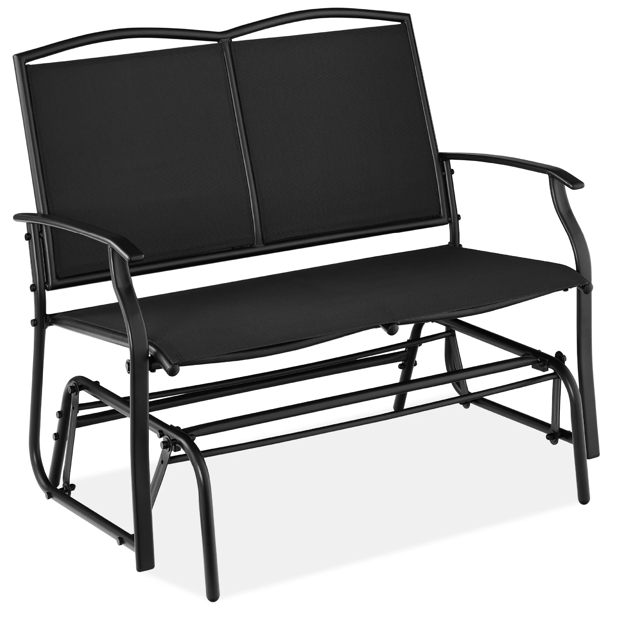 2-Person Patio Loveseat Swing Glider, Bench Rocker w/ Armrests - Image 71