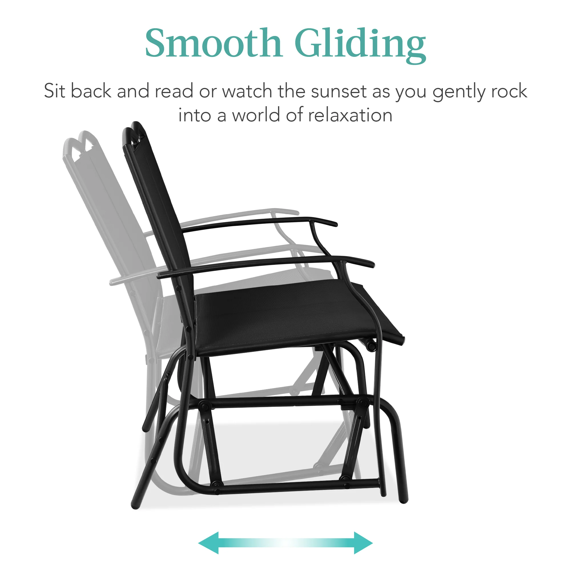 2-Person Patio Loveseat Swing Glider, Bench Rocker w/ Armrests - Image 72
