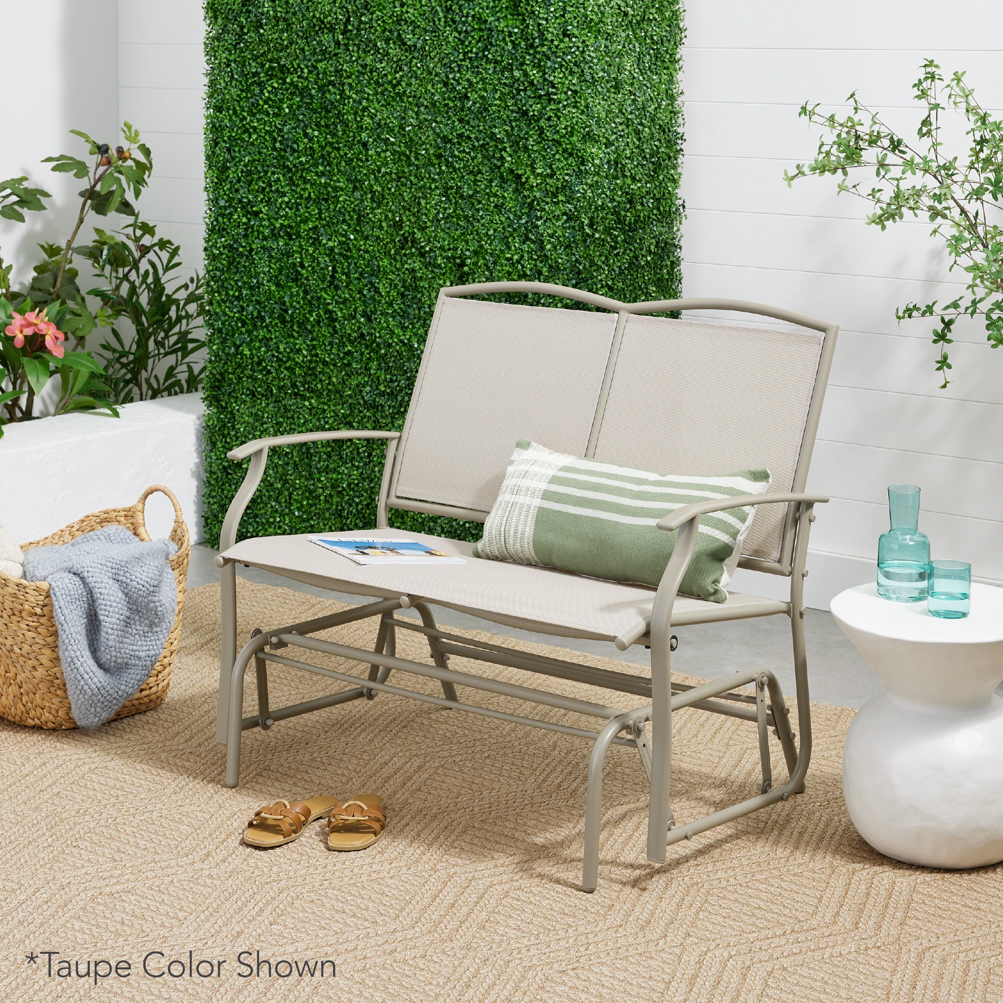2-Person Patio Loveseat Swing Glider, Bench Rocker w/ Armrests - Image 76