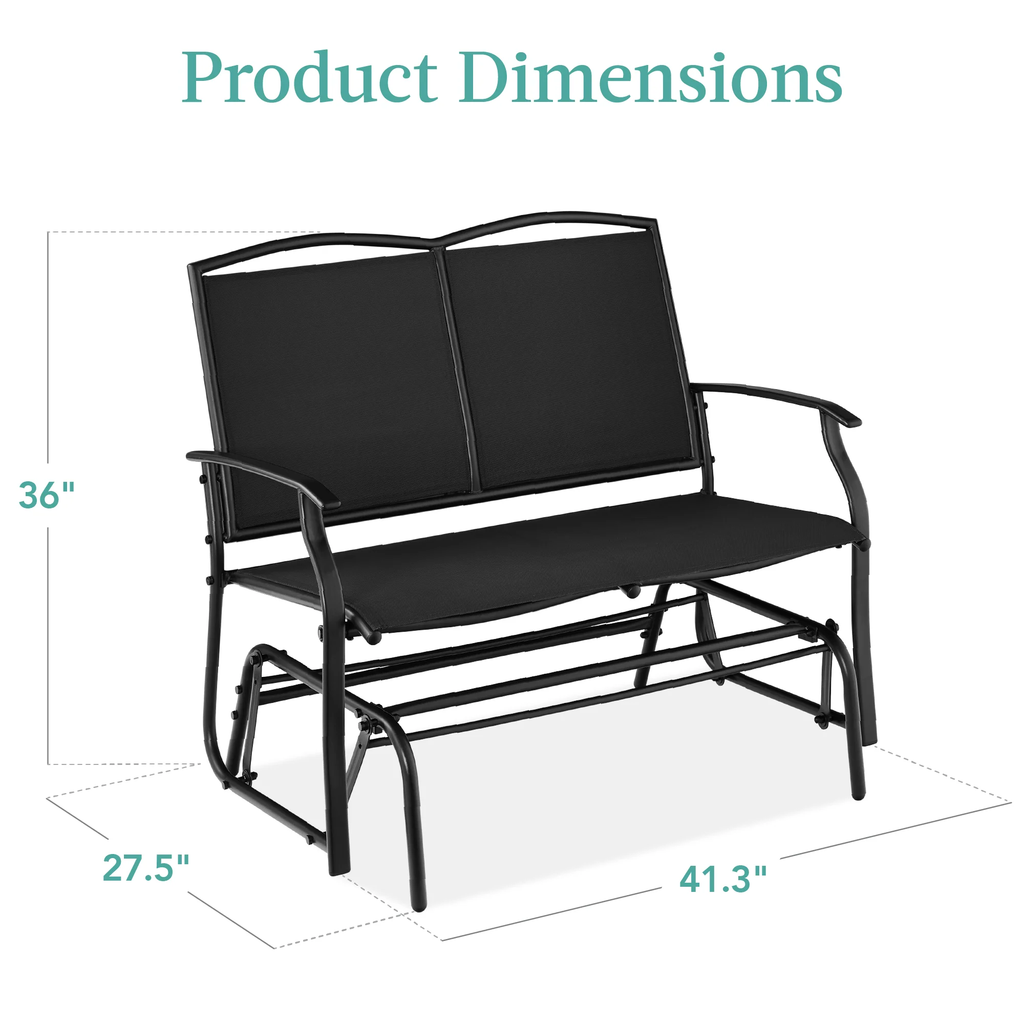 2-Person Patio Loveseat Swing Glider, Bench Rocker w/ Armrests - Image 77