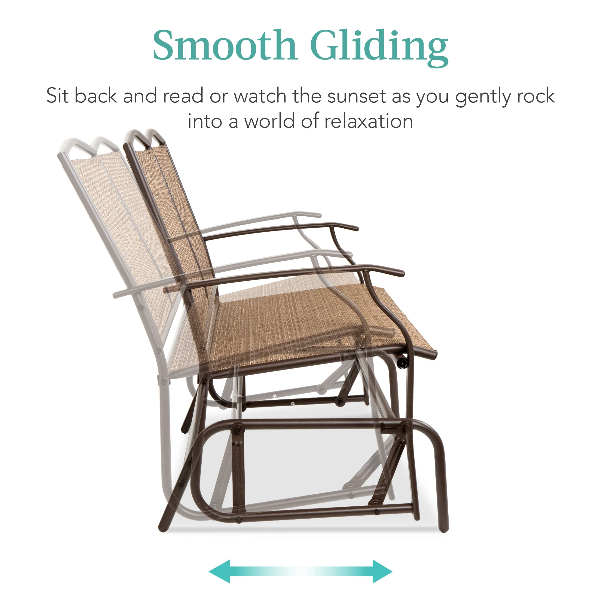 2-Person Patio Loveseat Swing Glider, Bench Rocker w/ Armrests - Image 9