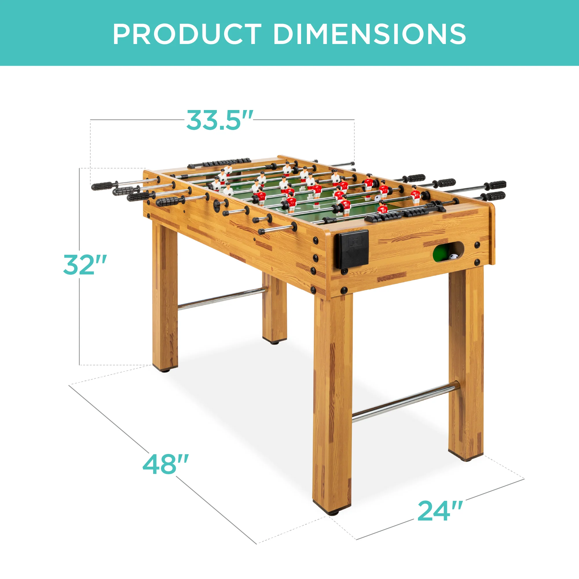 48in Foosball Table for Kids & Adults w/ 2 Balls - Image 14