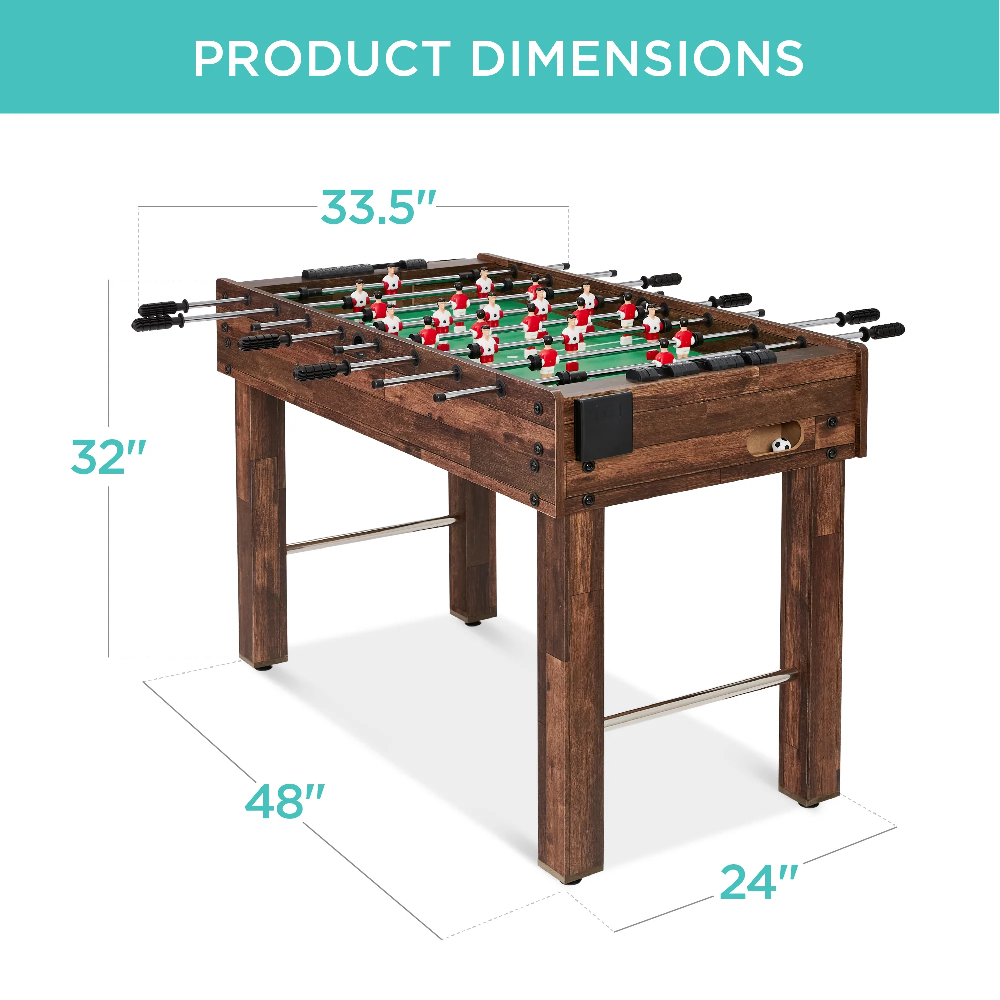 48in Foosball Table for Kids & Adults w/ 2 Balls - Image 21