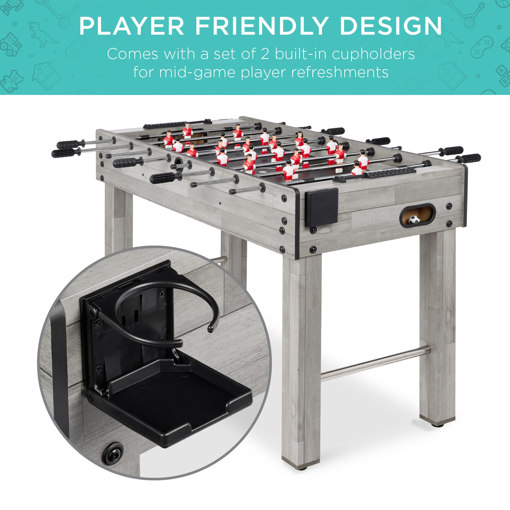 48in Foosball Table for Kids & Adults w/ 2 Balls - Image 34