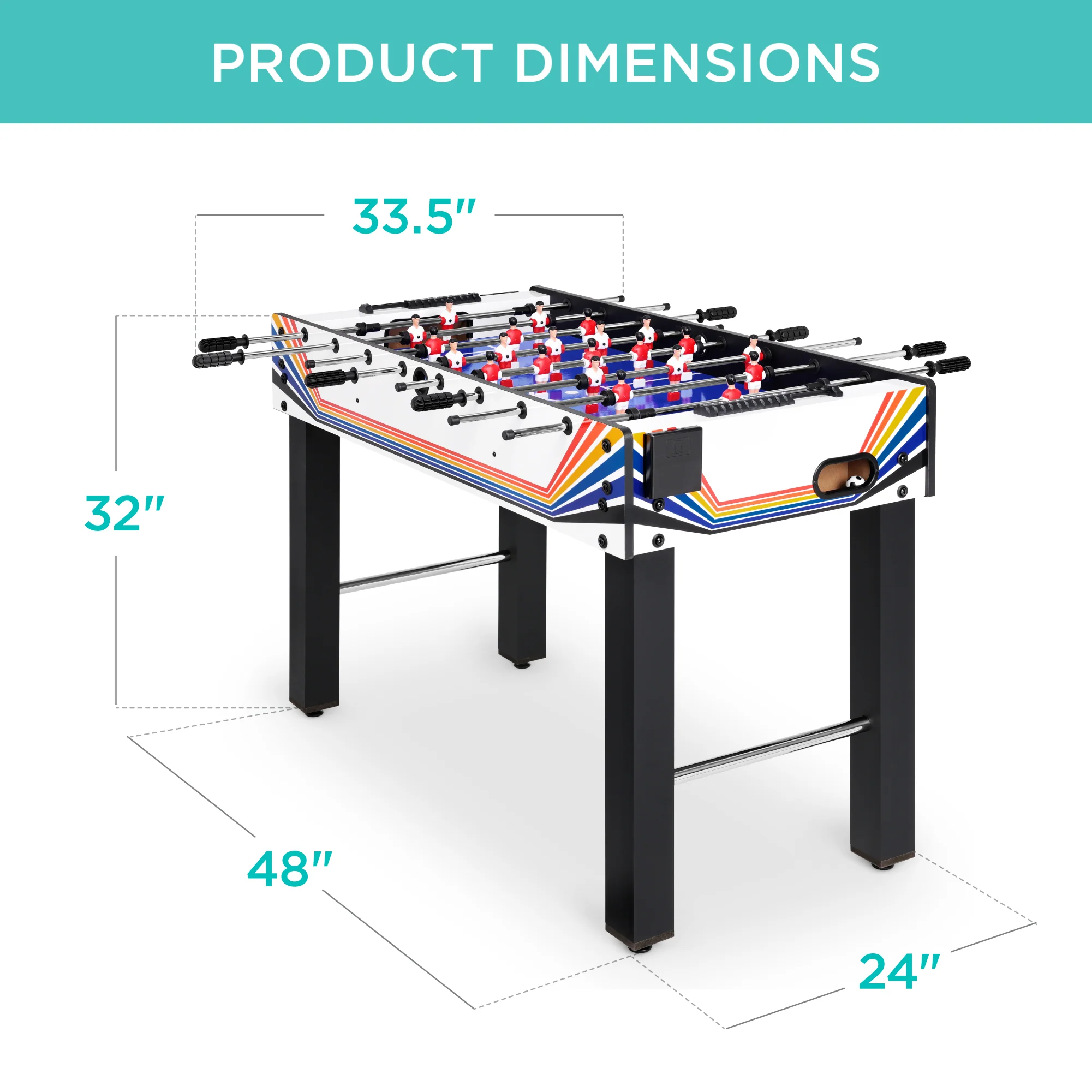 48in Foosball Table for Kids & Adults w/ 2 Balls - Image 7