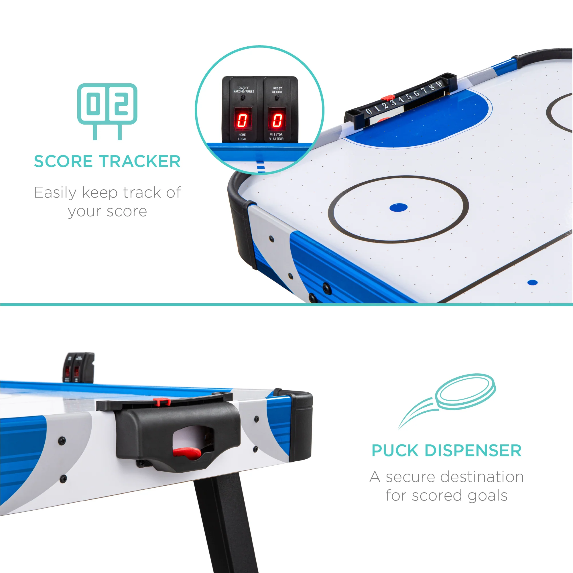 Air Hockey Table w/ 2 Pucks, 2 Paddles, LED Score Board - 58in - Image 4