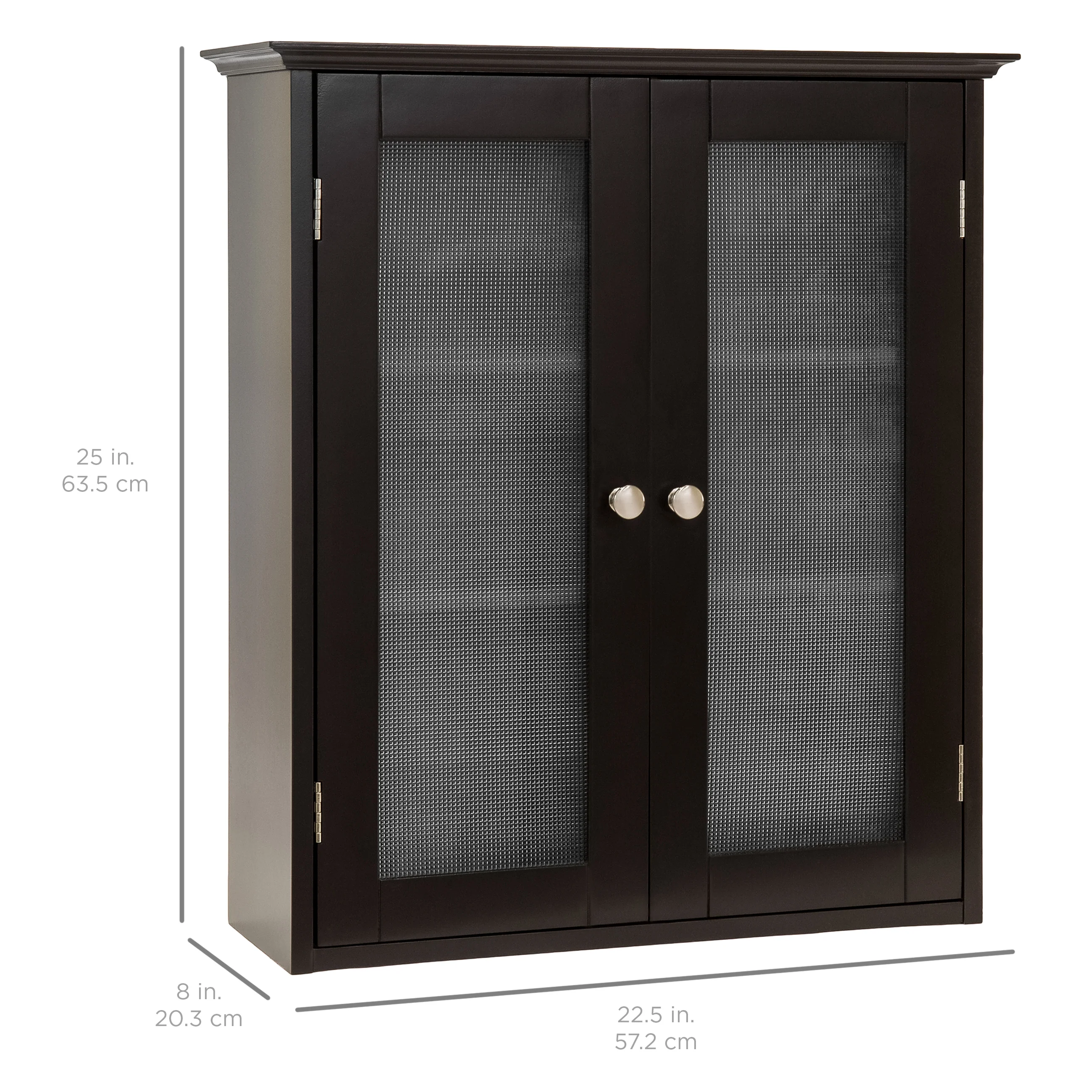 Bathroom Wall Storage Medicine Cabinet w/ Tempered Glass Double Doors - Image 6
