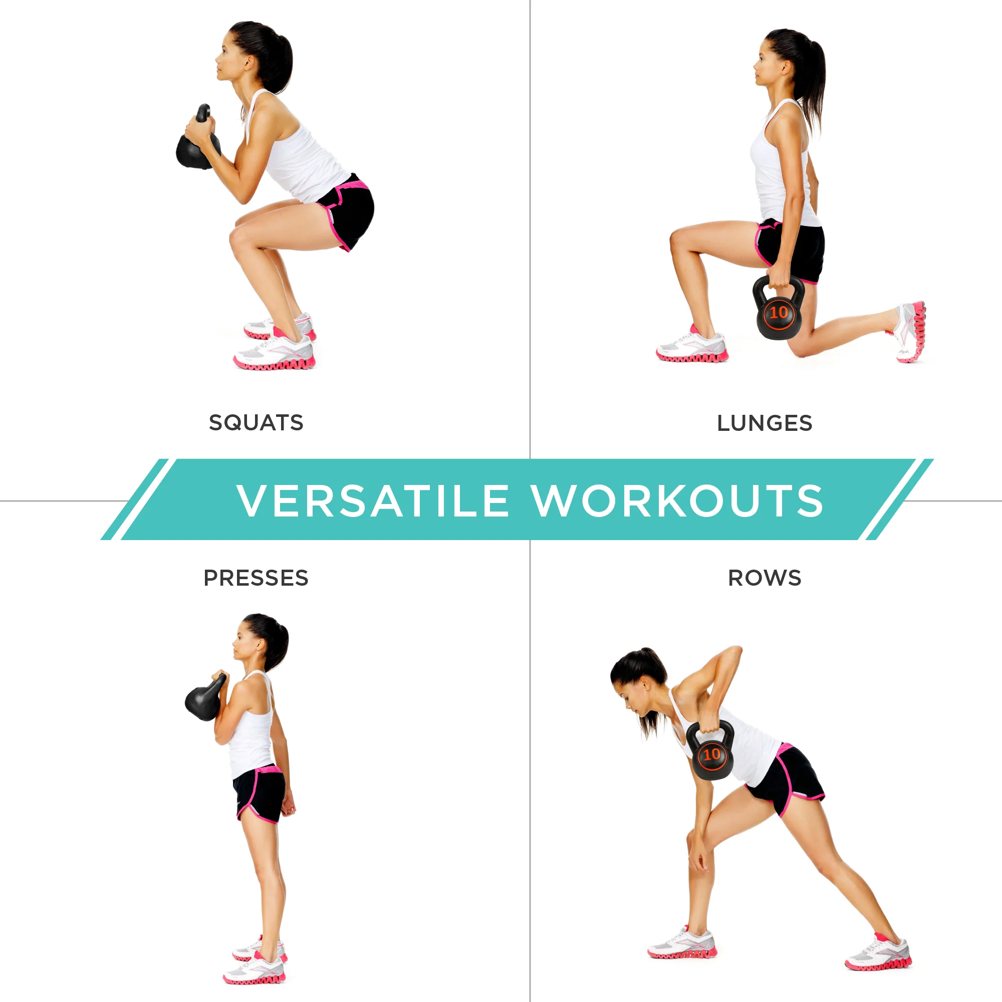 3-Piece Kettlebell Exercise Fitness Weight Set w/ Storage Rack - Image 5