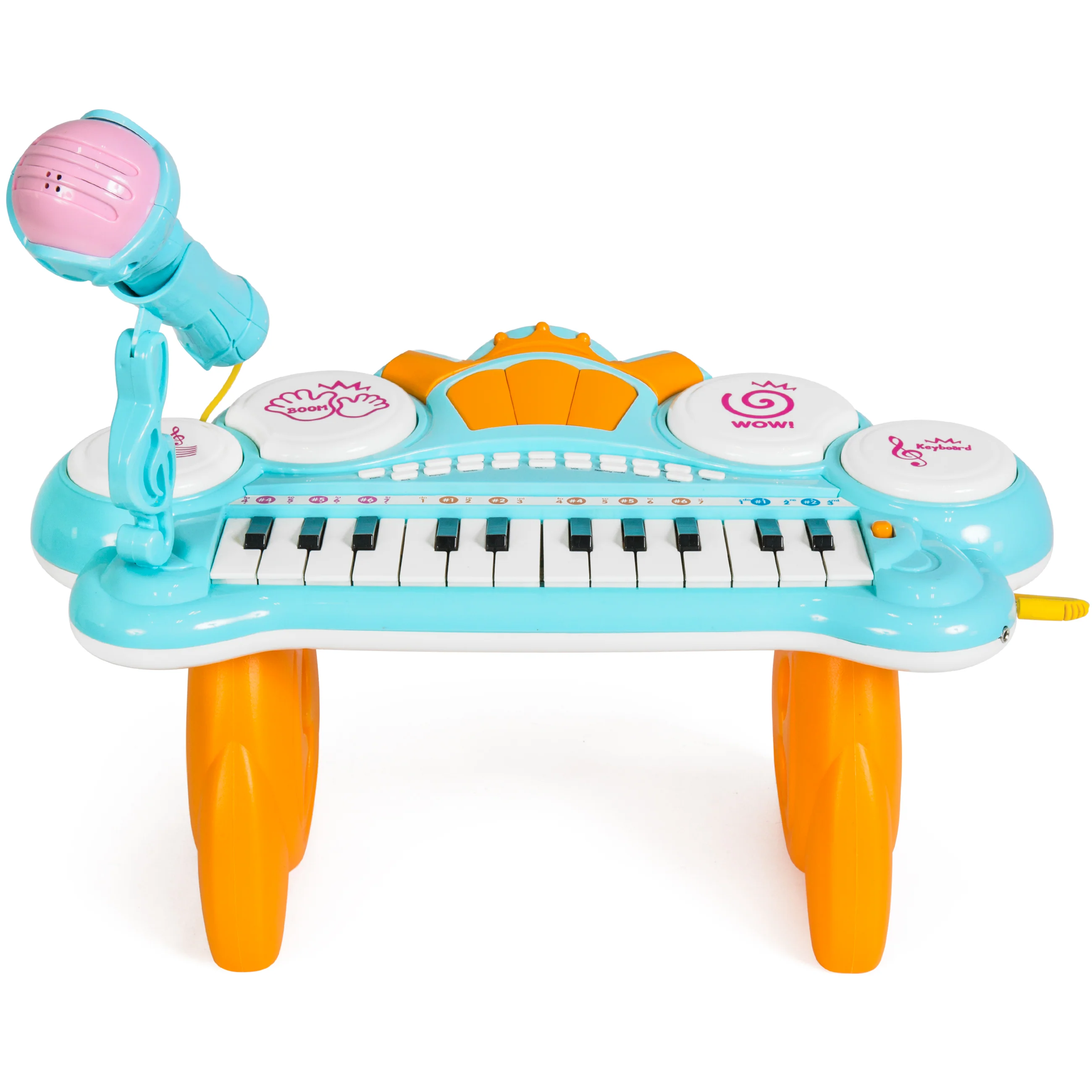 24-Key Kids Musical Electronic Keyboard w/ Drums, Microphone, MP3 - Blue - Image 2