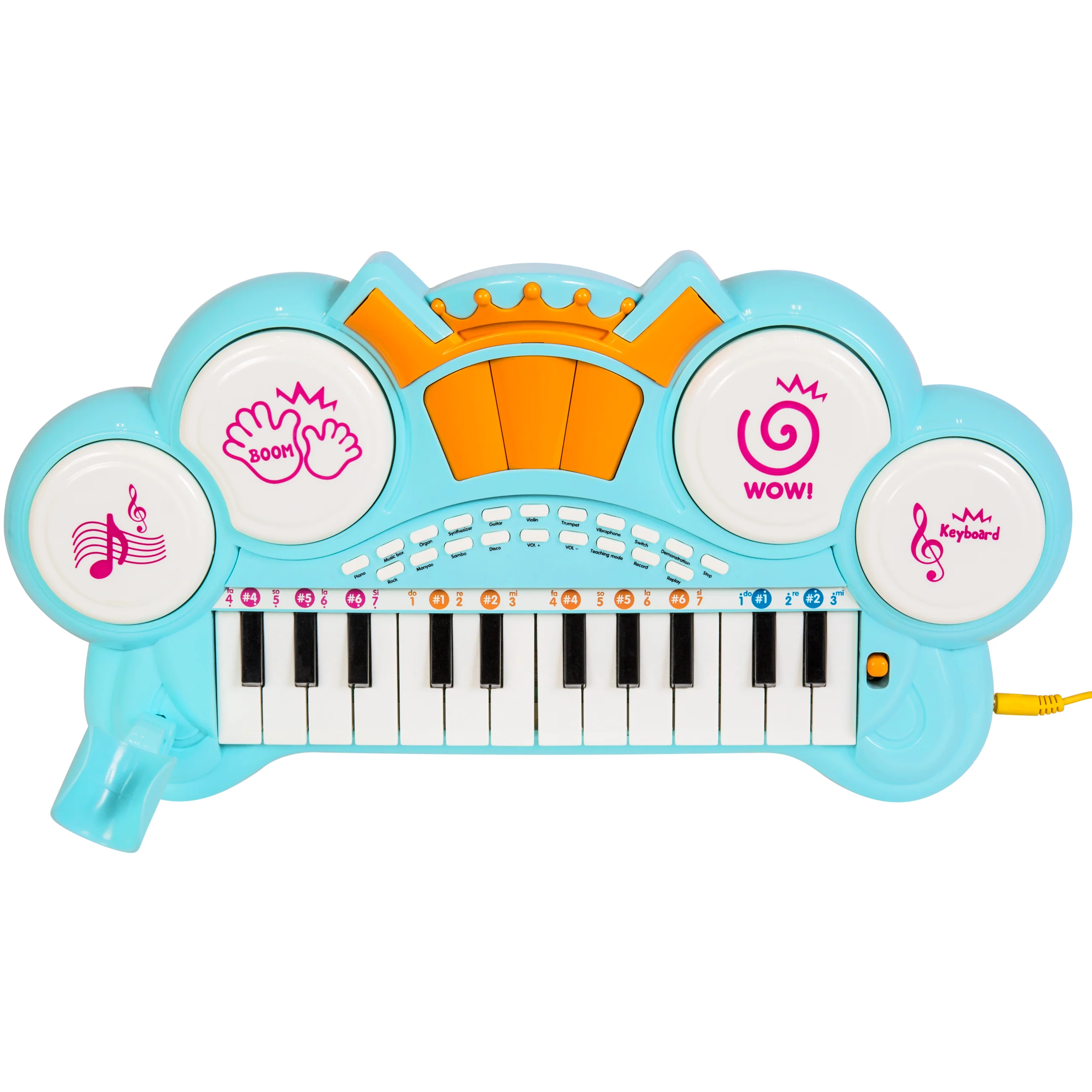 24-Key Kids Musical Electronic Keyboard w/ Drums, Microphone, MP3 - Blue - Image 3